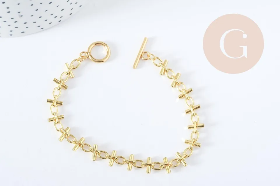 Gingerlily Bracelet grosse maille acier doré 19,5cm x1