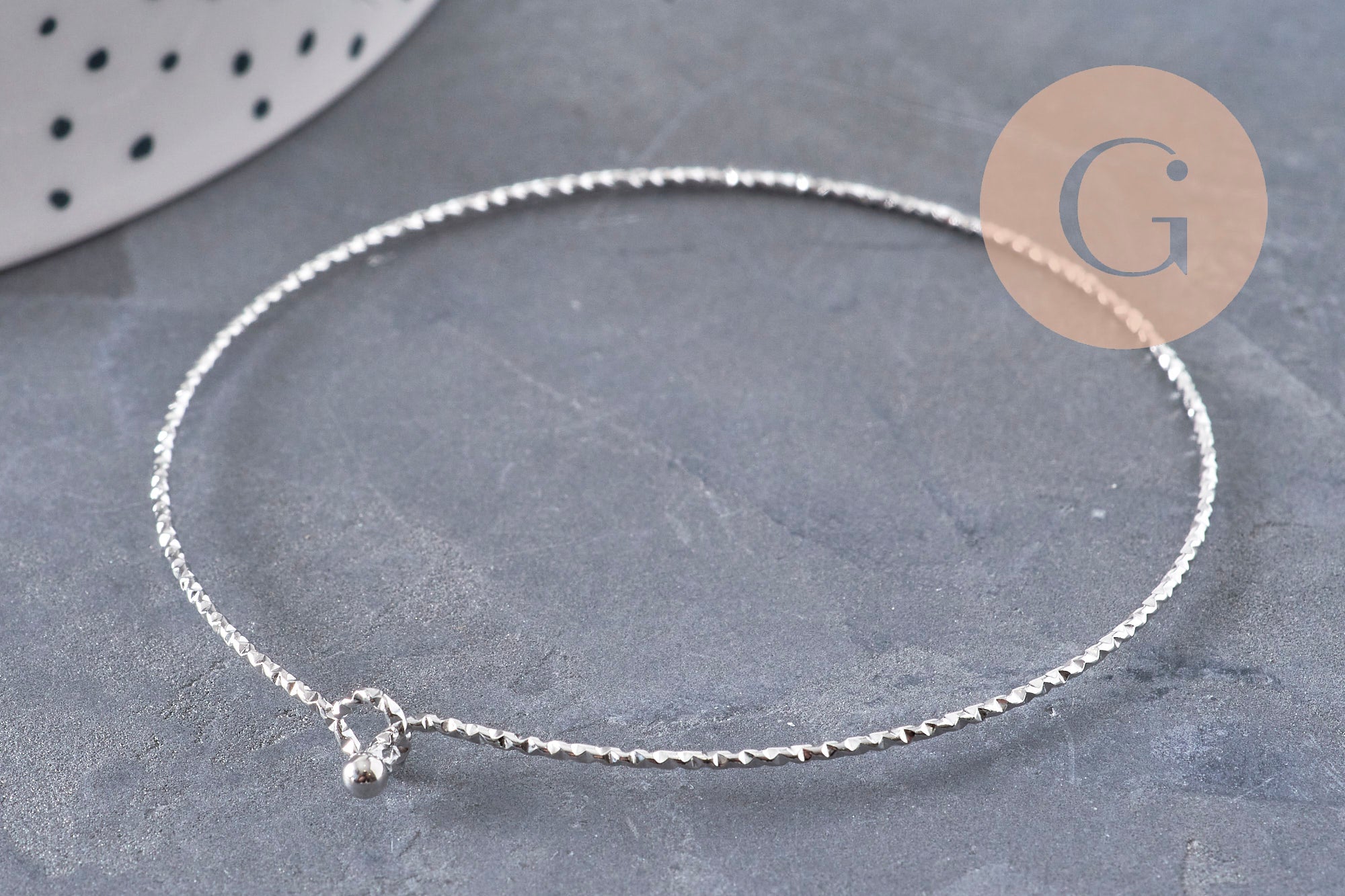 Gingerlily Bracelet jonc G10988 acier platine texturé 60mm x1