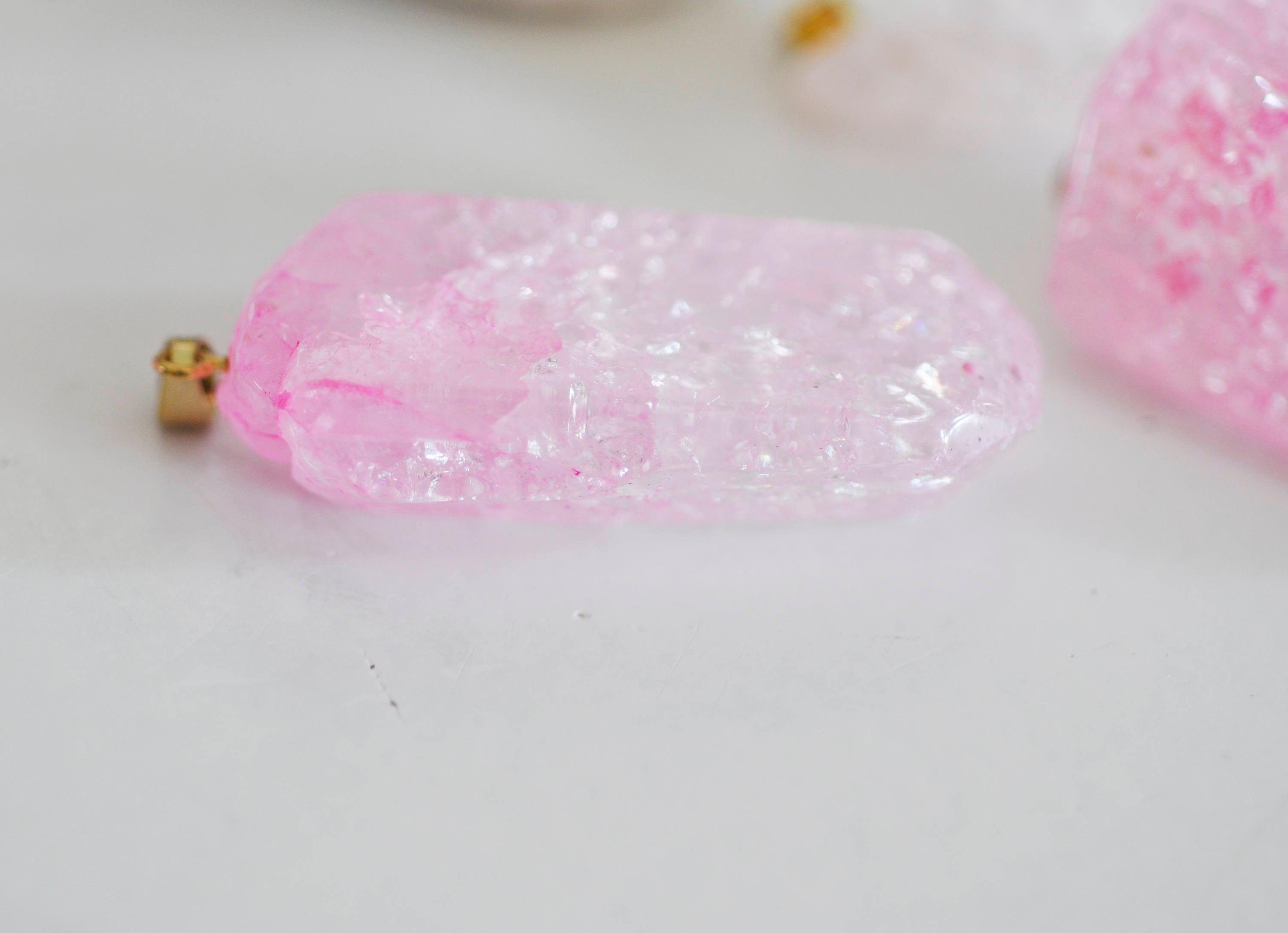 Gingerlily Pendentif pendentif cristal rose doré x1