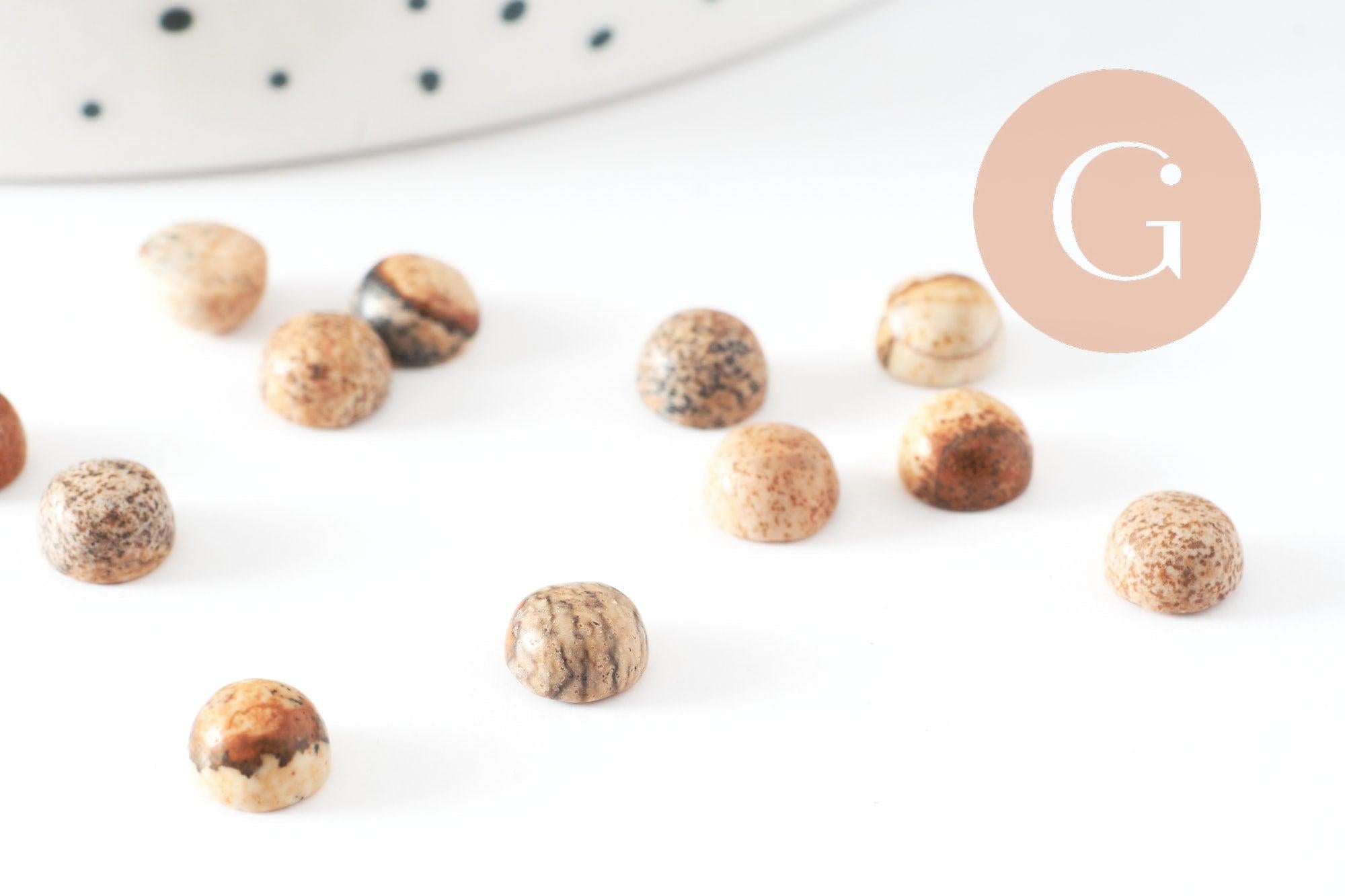 Gingerlily Cabochon rond jaspe paysage naturel 6mm x1