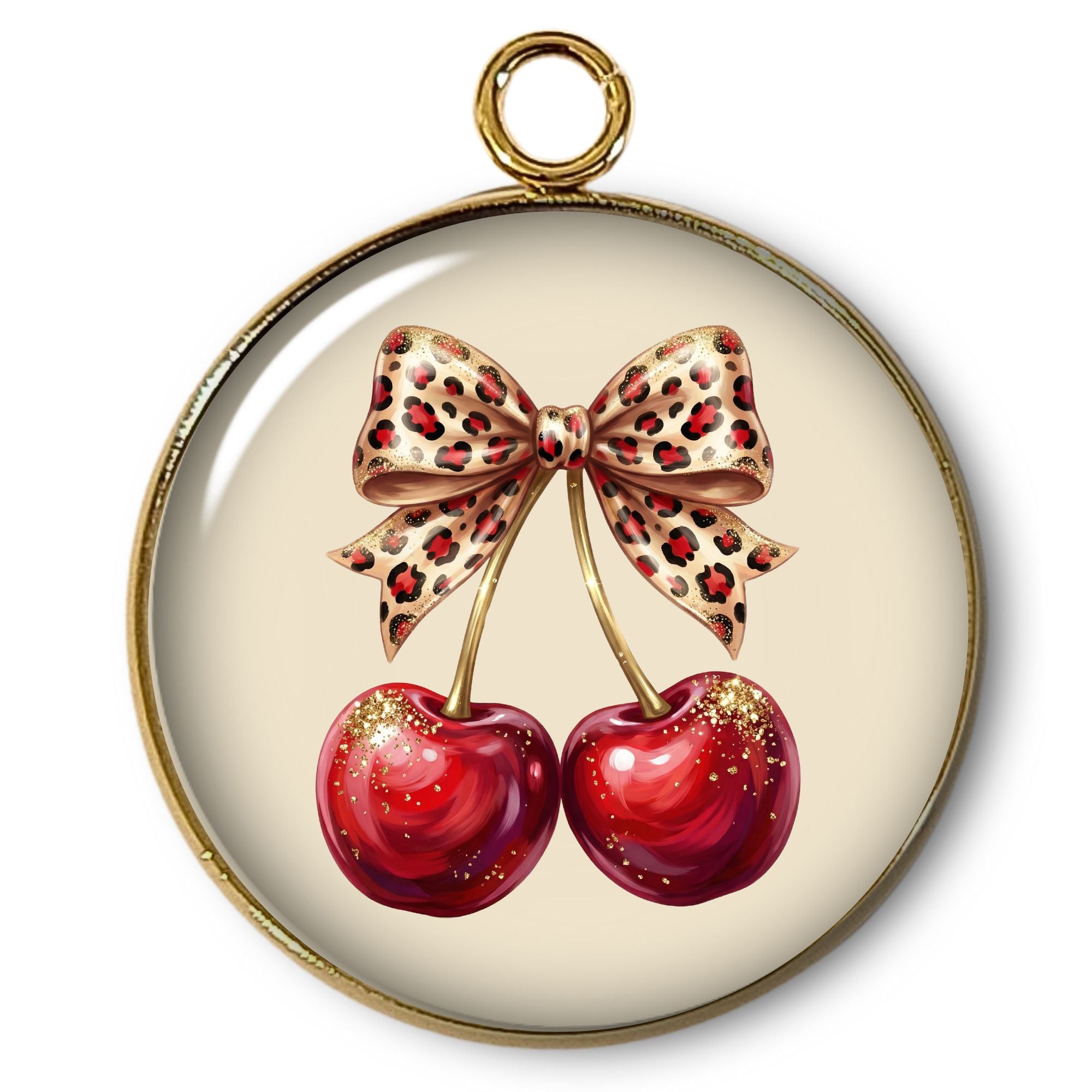 Artshop Intemporel pendentif cerise x1 cabochon verre
