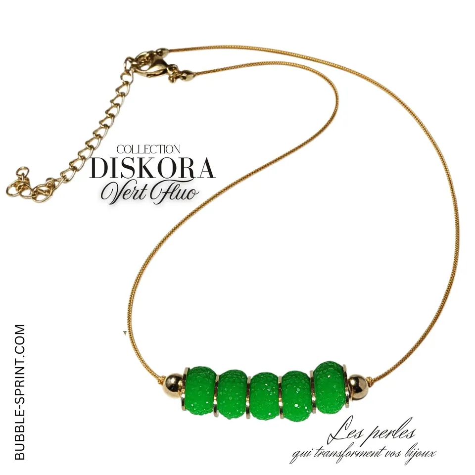 ARTSHOP DISKORA Vert Fluo collier kit ajustable
