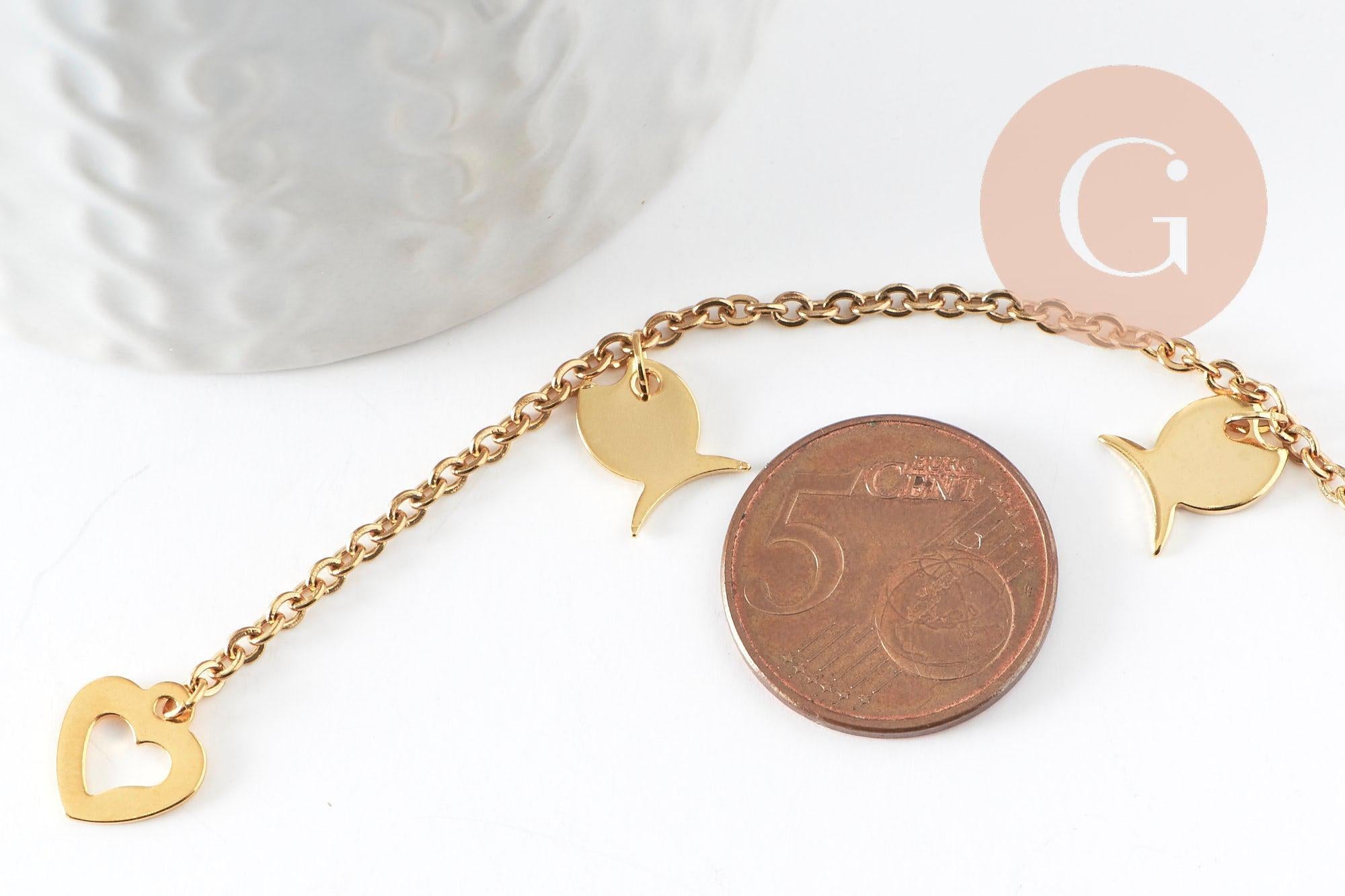 Gingerlily G7110 bracelet cheville acier doré croix coeurs