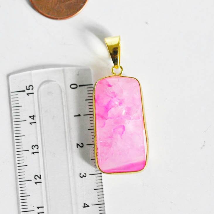 Gingerlily Pendentif pendentif agate rose doré 38mm x1
