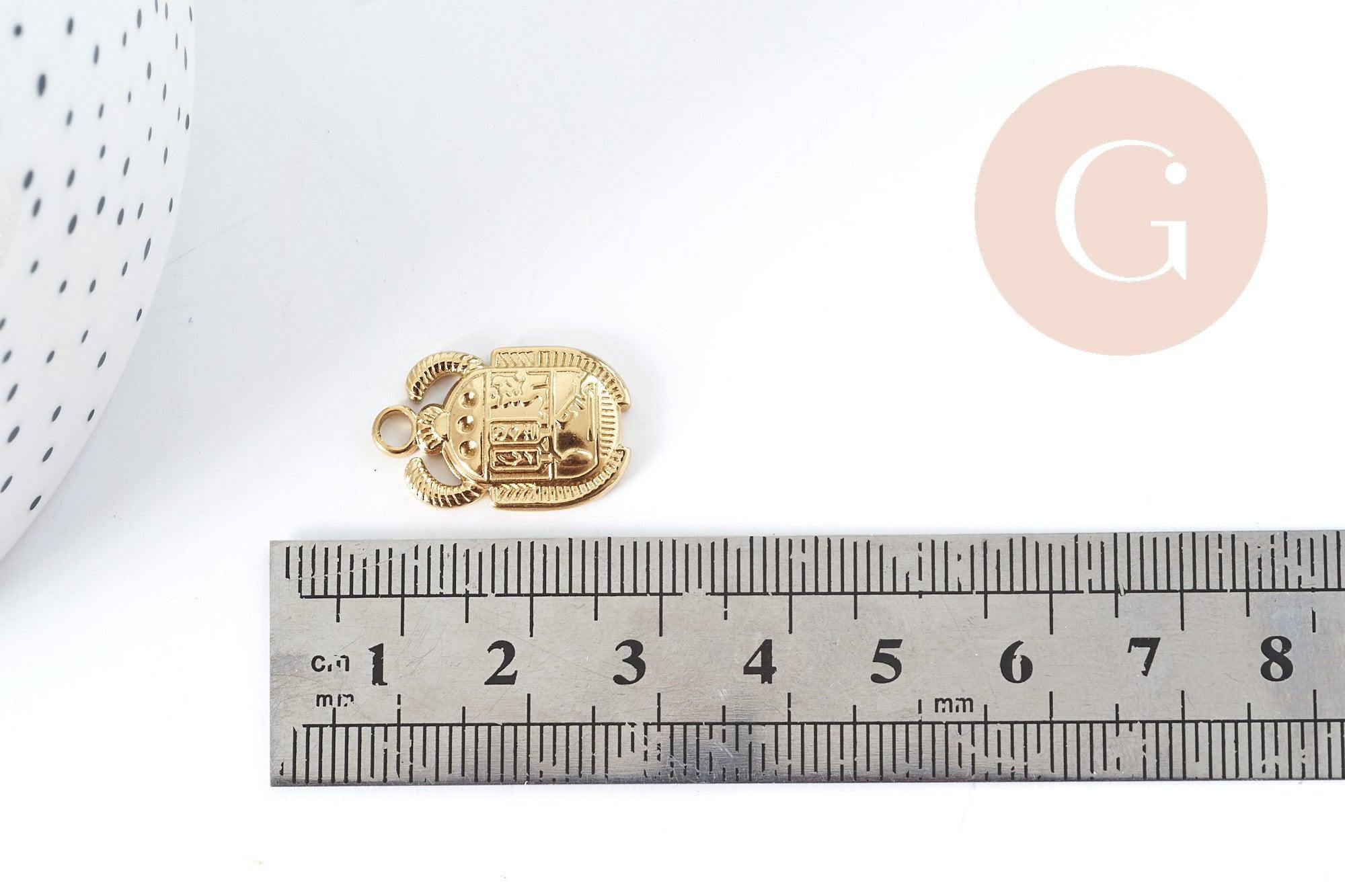 Gingerlily Scarabée G8995 pendentif acier doré 20,5mm x1