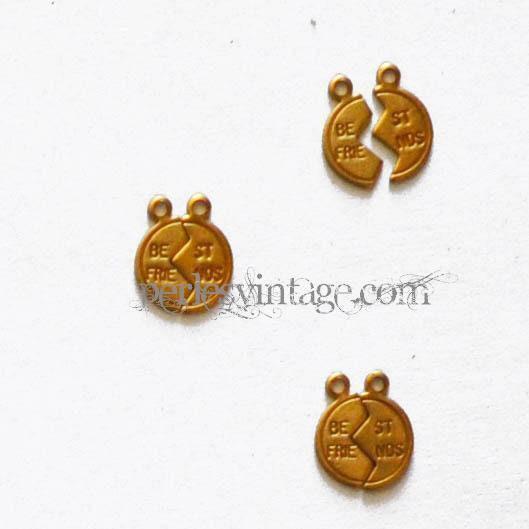 Gingerlily mini pendentifs Best Friends laiton doré x2