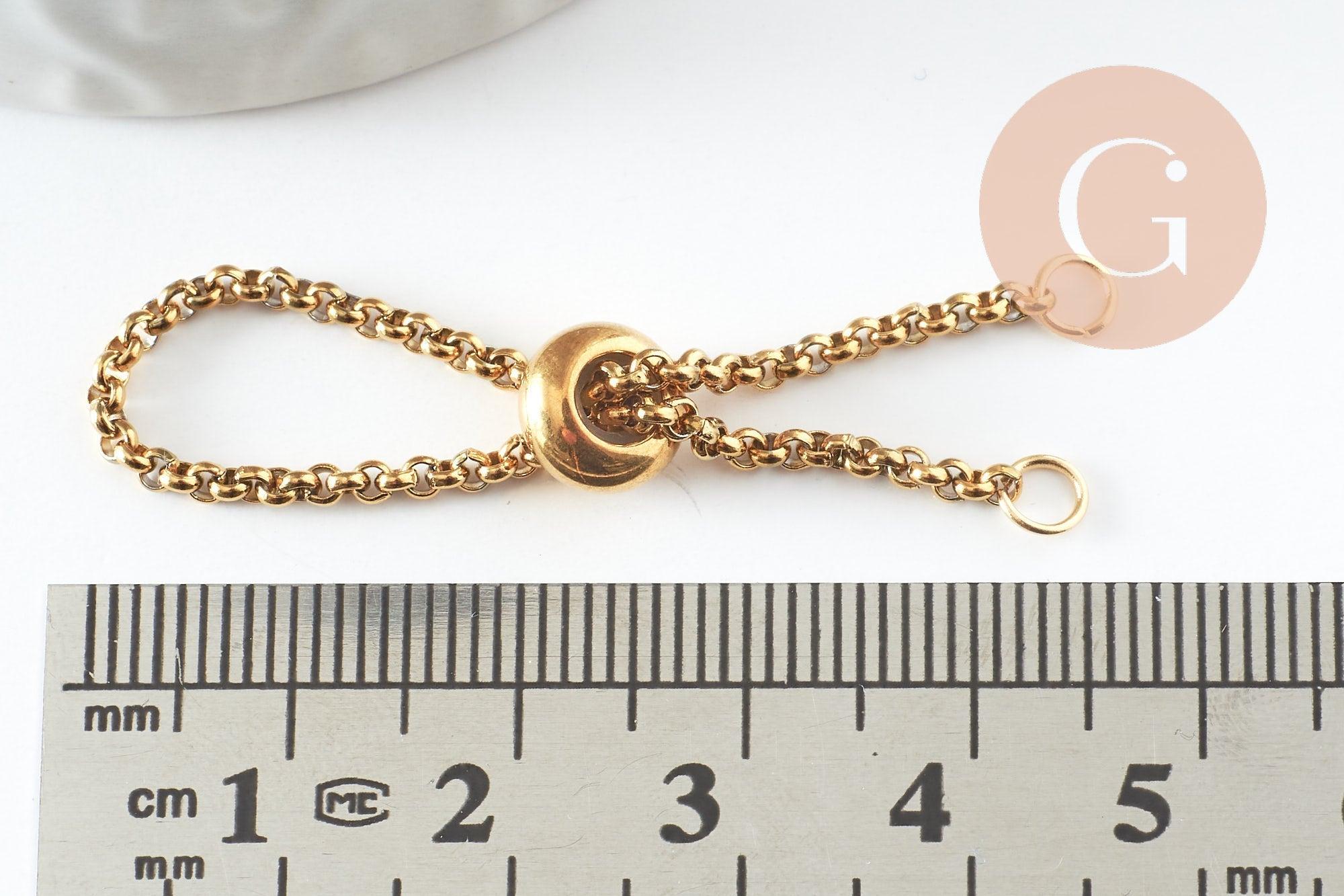 Gingerlily Bague chaîne acier doré réglable 28mm G9423