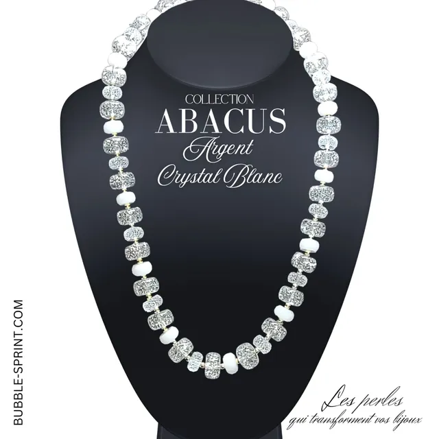 Artshop Abacus collier argent crystal blanc 54cm kit