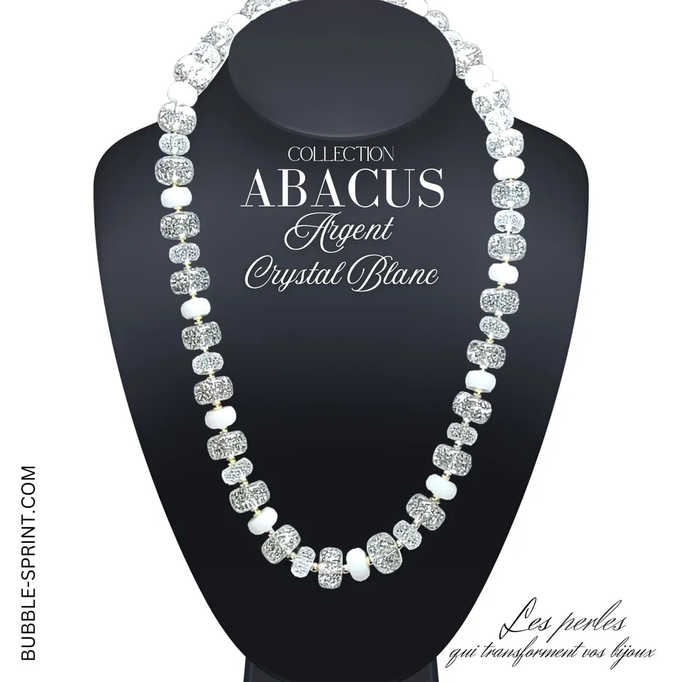 Artshop Abacus collier argent crystal blanc 54cm kit