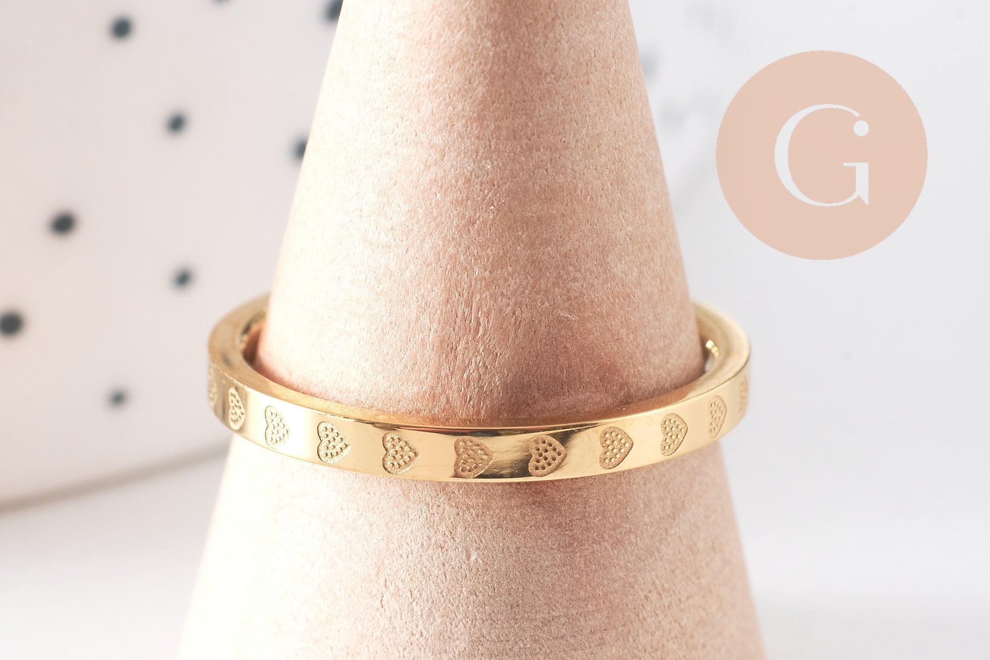 Gingerlily Bague fine alliance coeurs acier doré 2mm taille 8