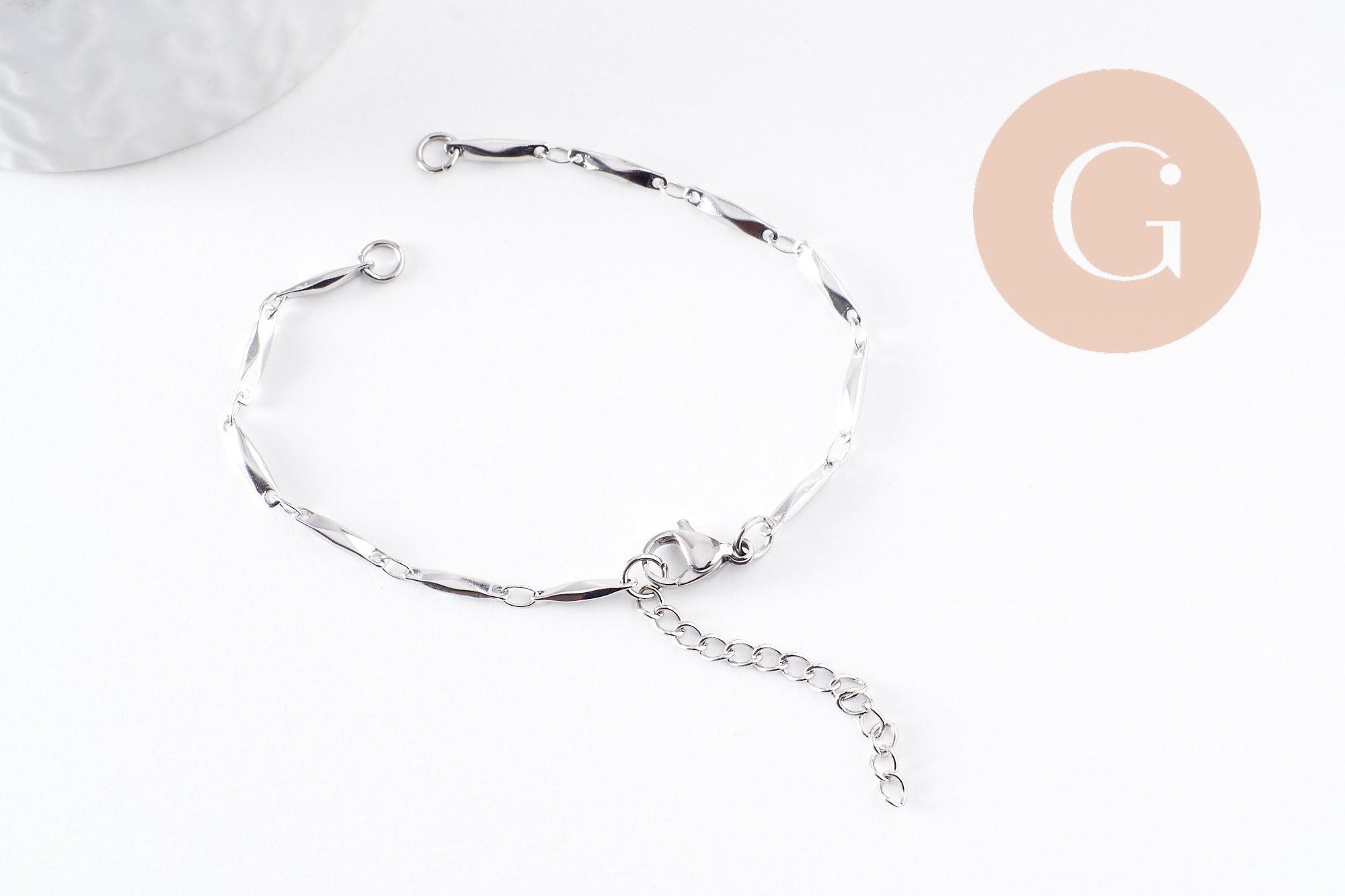 Gingerlily Apprêts G10054 base bracelet acier 17,3 cm platine