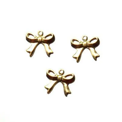 Gingerlily Pendentifs petit noeud laiton brut doré breloque 1,3 cm