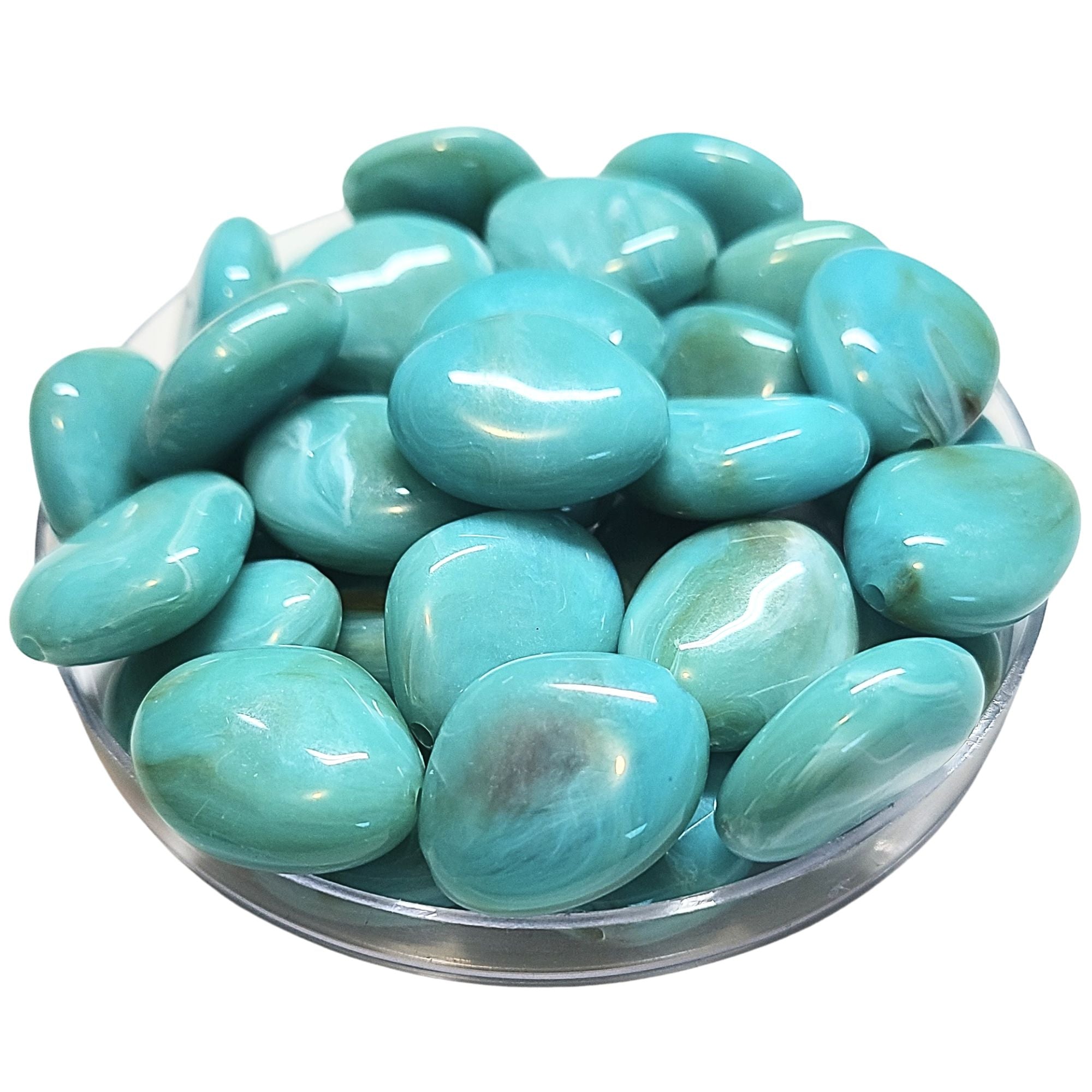Artshop Galets TIKA 18 perles aigue-marine marbré x1