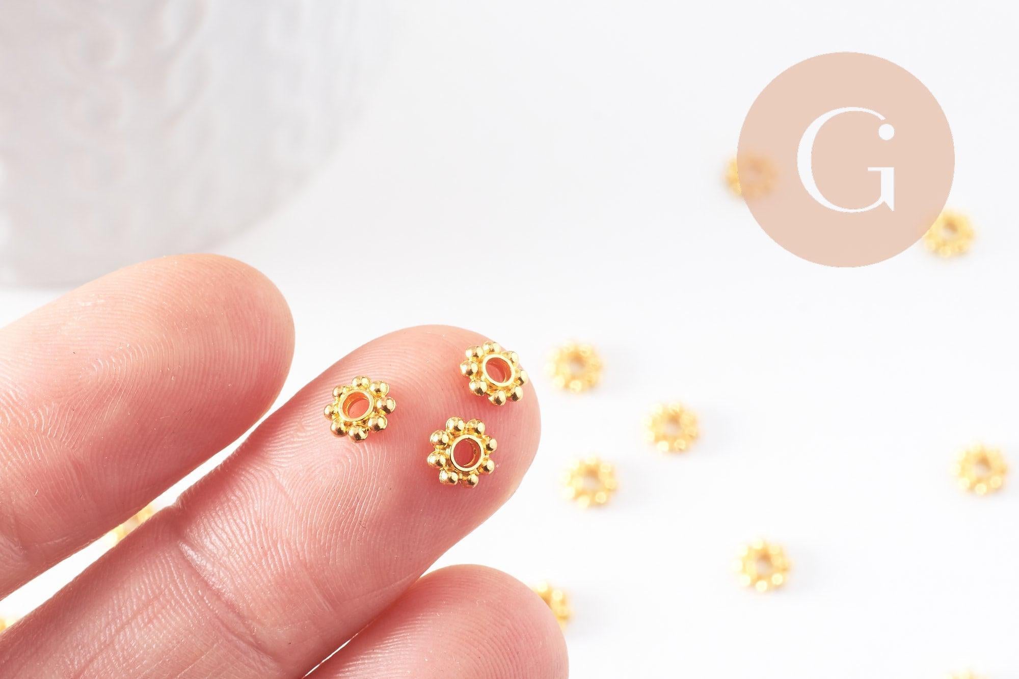 Gingerlily G10093 perles rondelles fleurs doré 5mm x50