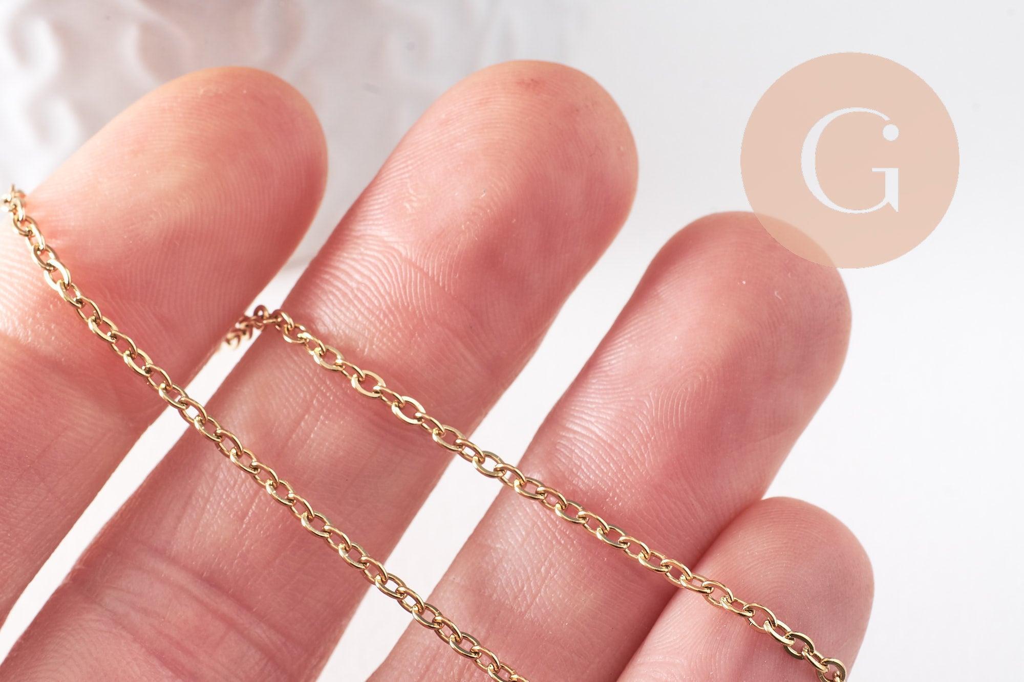 Gingerlily Perles G10523 chaîne forçat dorée 2,5 mm 1 mètre acier