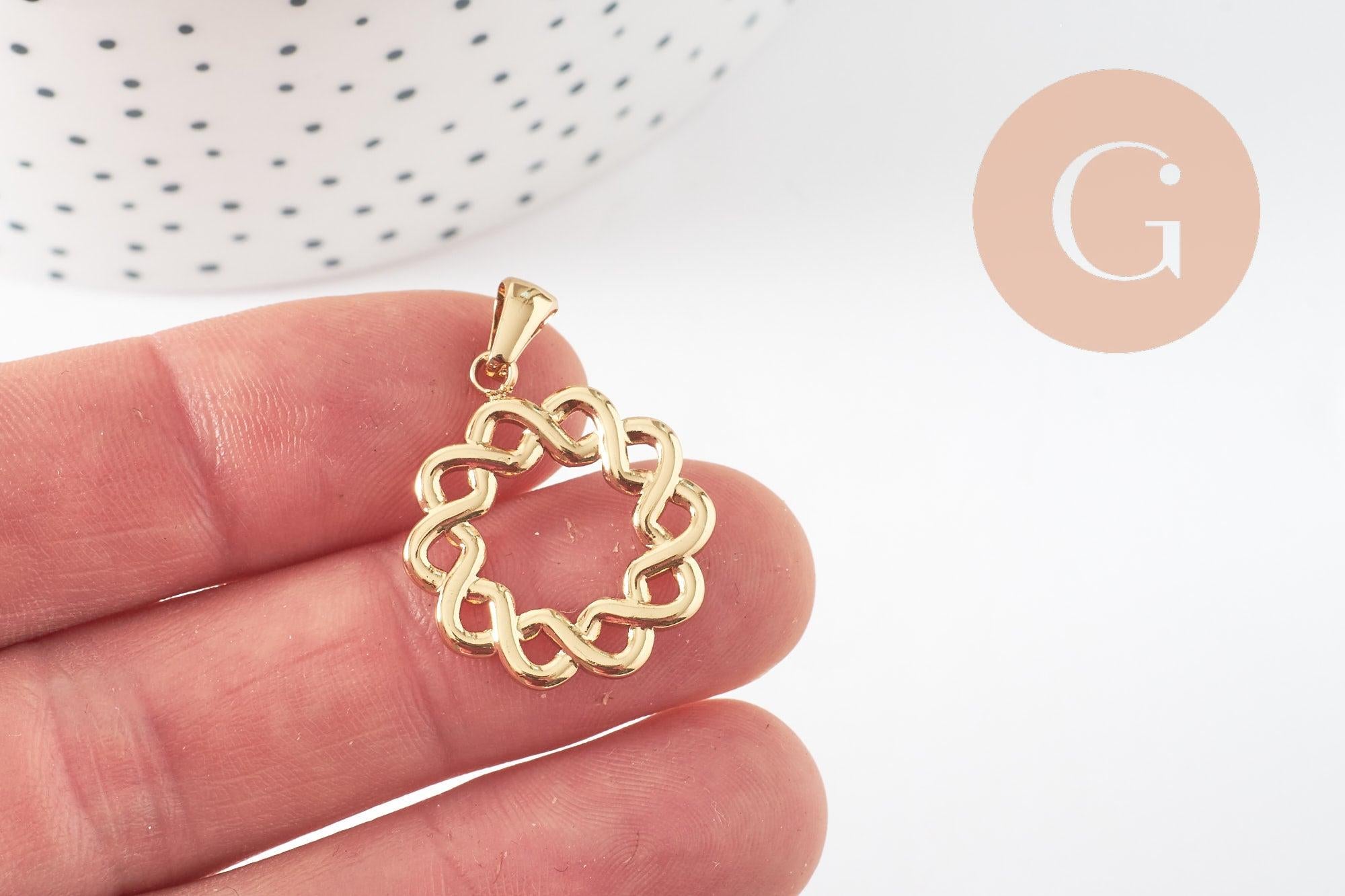 Gingerlily Pendentifs G10192 pendentif rond tressé doré 25mm