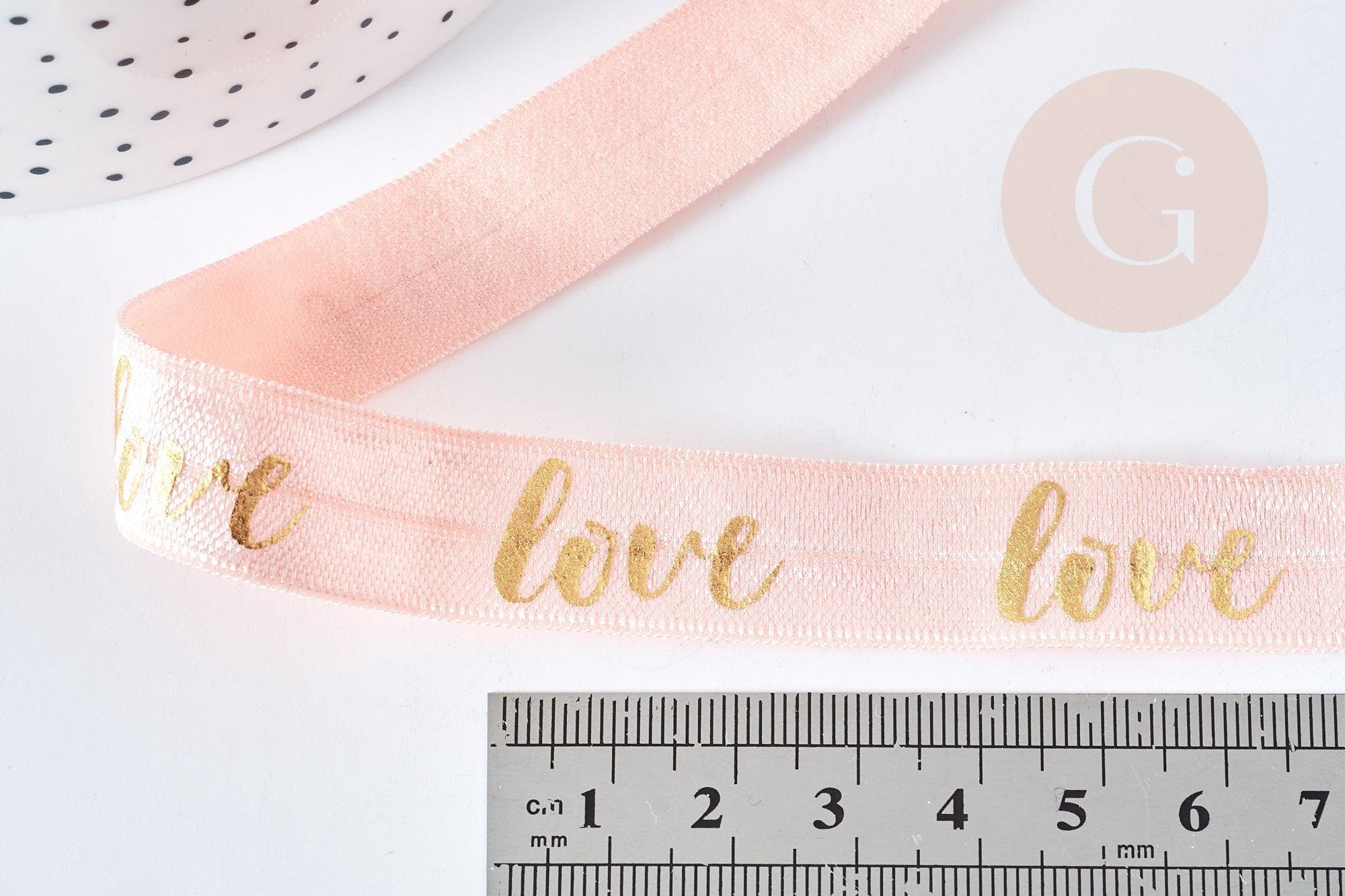 Gingerlily Cordons G8306 ruban élastique LOVE rose 16mm 1m