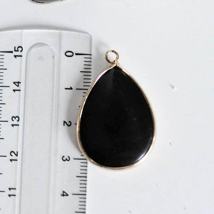 Gingerlily G295 pendentif goutte agate noire doré 35mm
