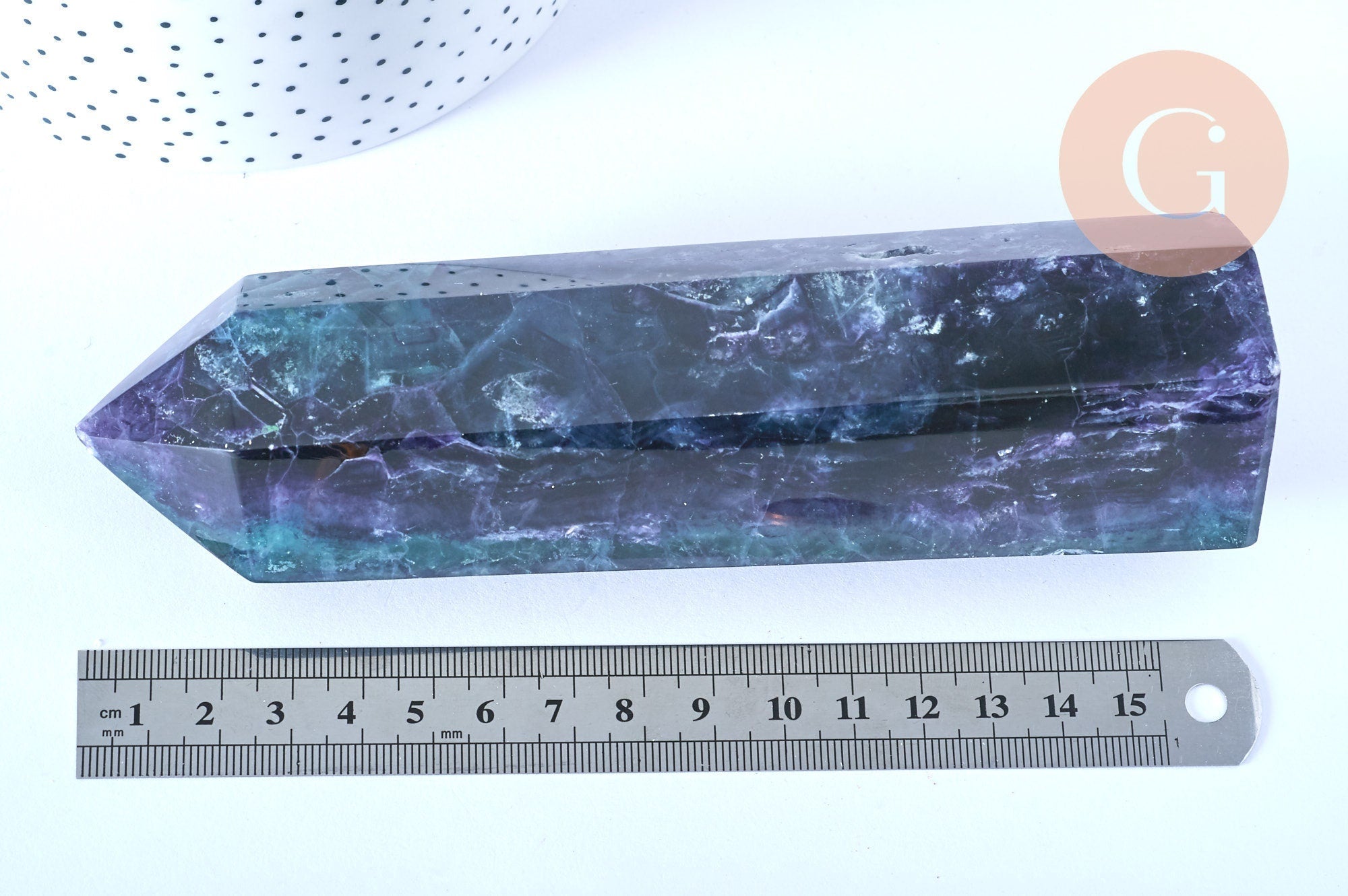 Gingerlily Pierres Pointe fluorite G5767 naturelle 16,5cm pièce