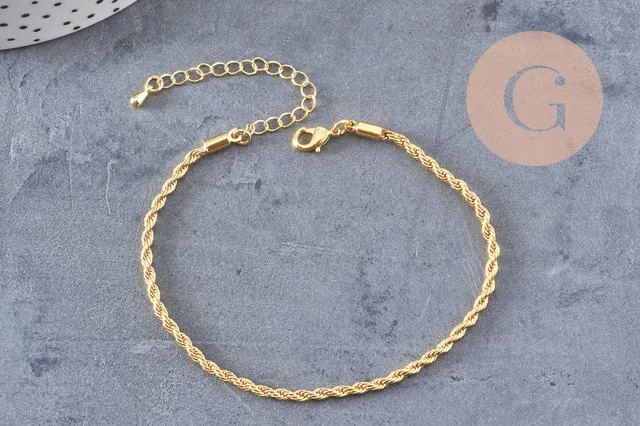 Gingerlily Bracelet chaîne torsadée dorée 18,6cm G10821