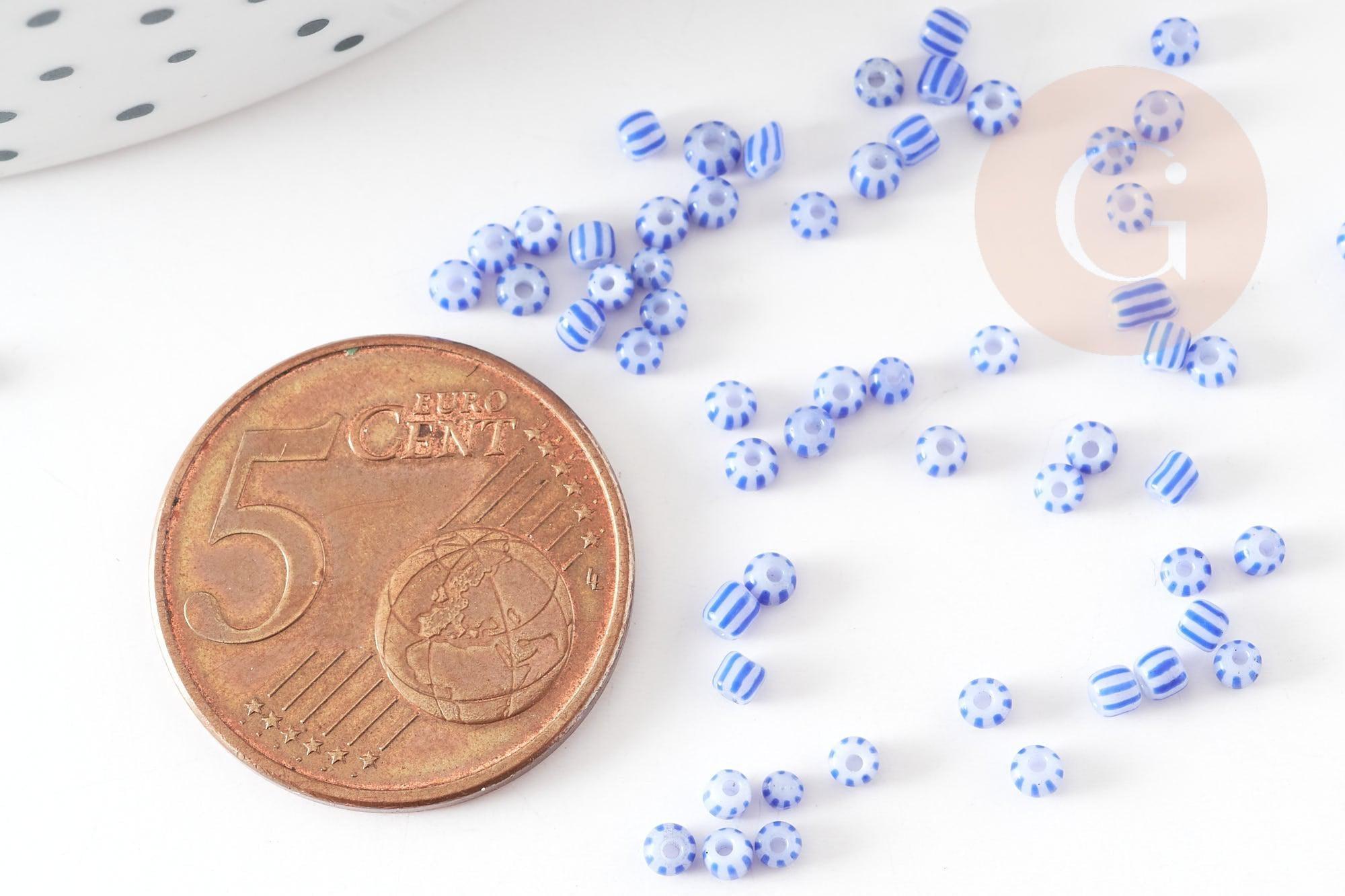 Gingerlily Perles rocaille G9286 bleu blanc 1,5mm 10g