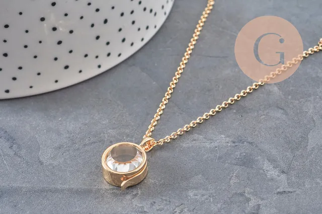 Gingerlily locket collier porte-photo laiton doré 18K rond