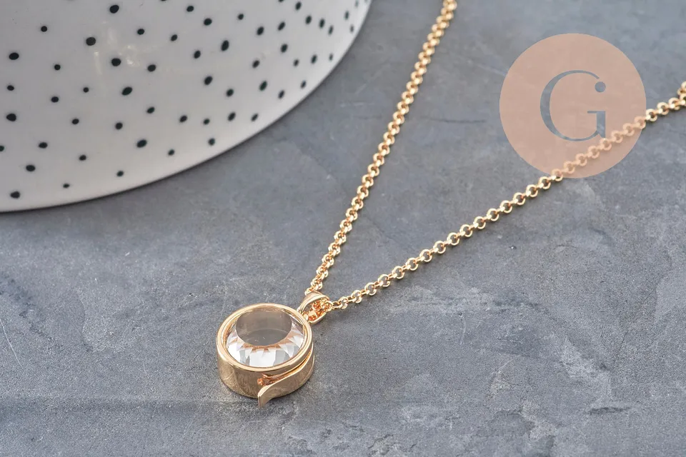 Gingerlily locket collier porte-photo laiton doré 18K rond