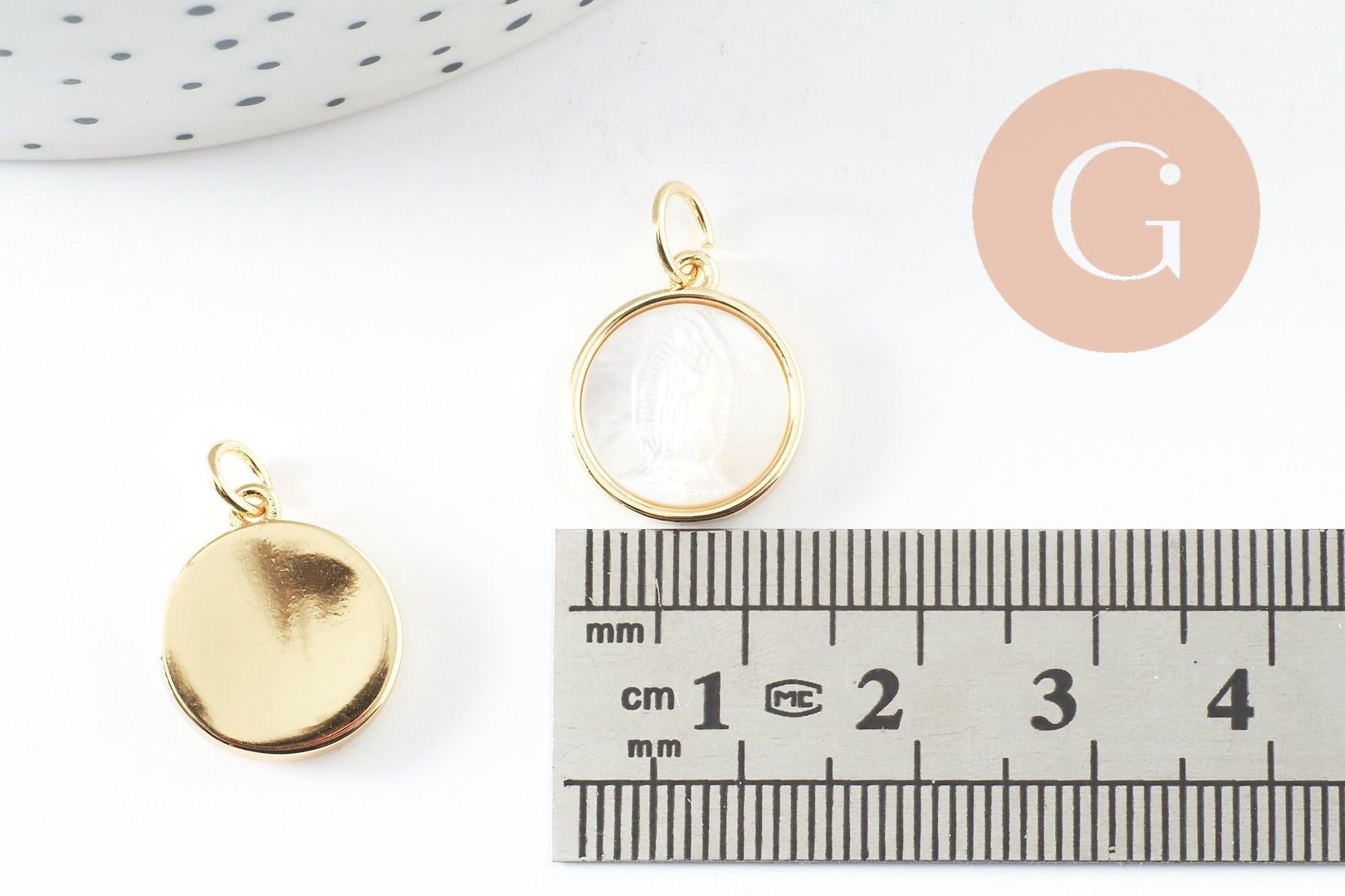 Gingerlily Pendentifs DIY Médaille Vierge Nacre Doré 16mm