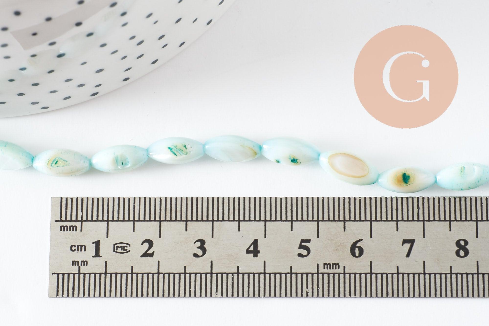 Gingerlily G9692 Fil perles nacre turquoise grain riz 38cm