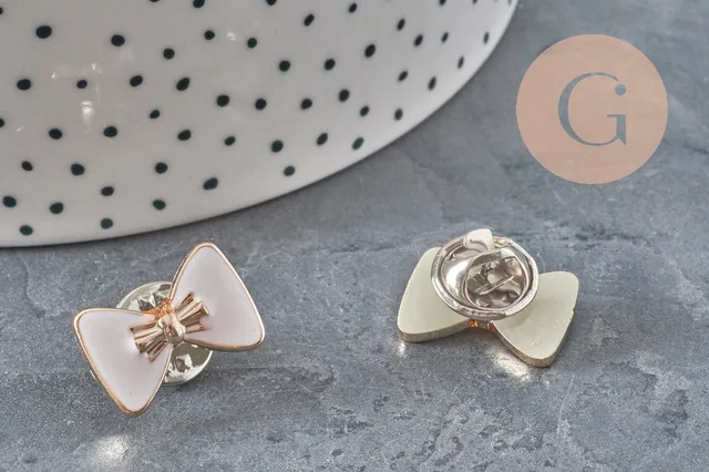 Gingerlily G11331 broche pin's nœud blanc doré 18,5 mm x1