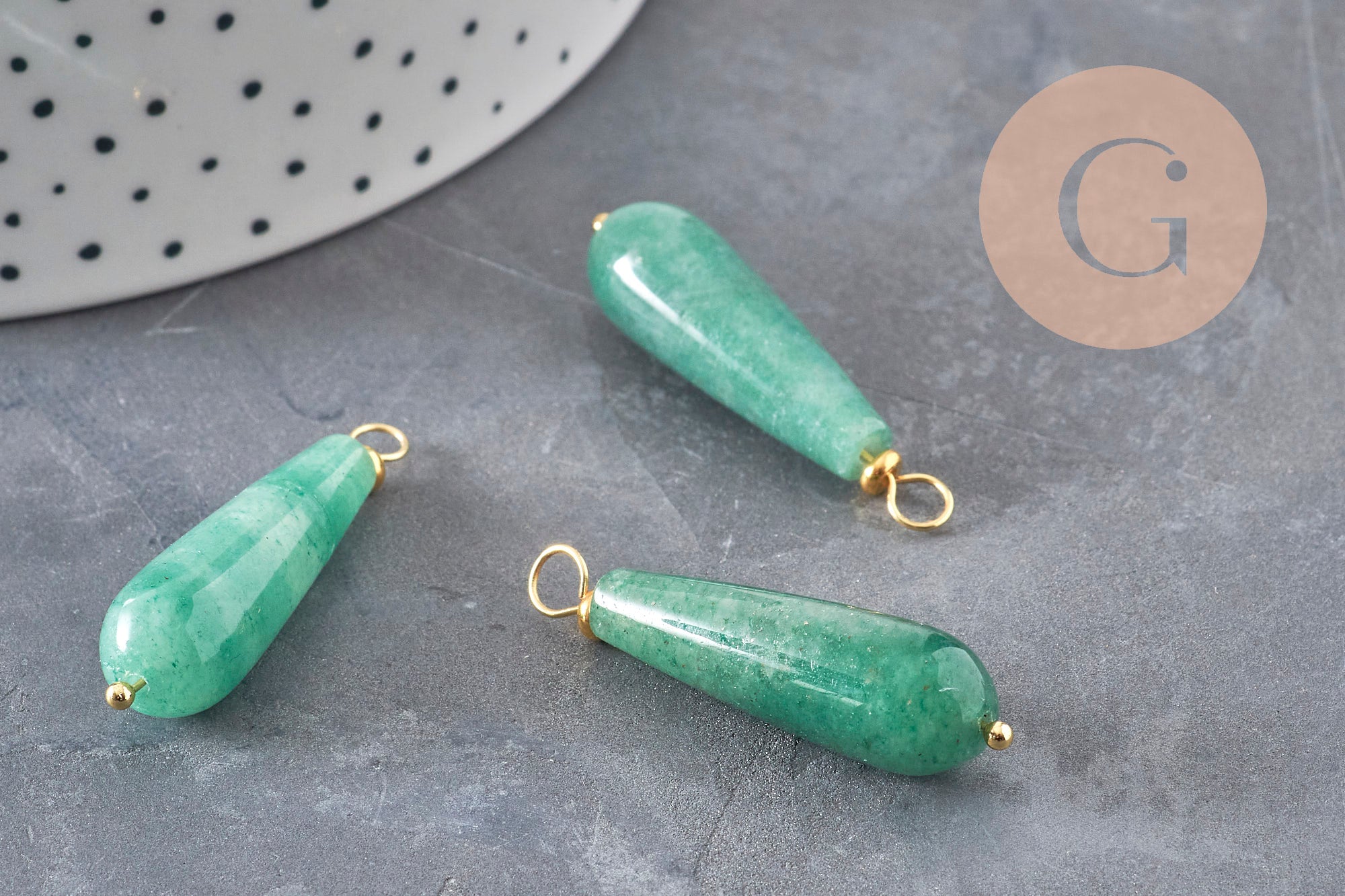 Gingerlily pendentif goutte aventurine verte 38mm x1