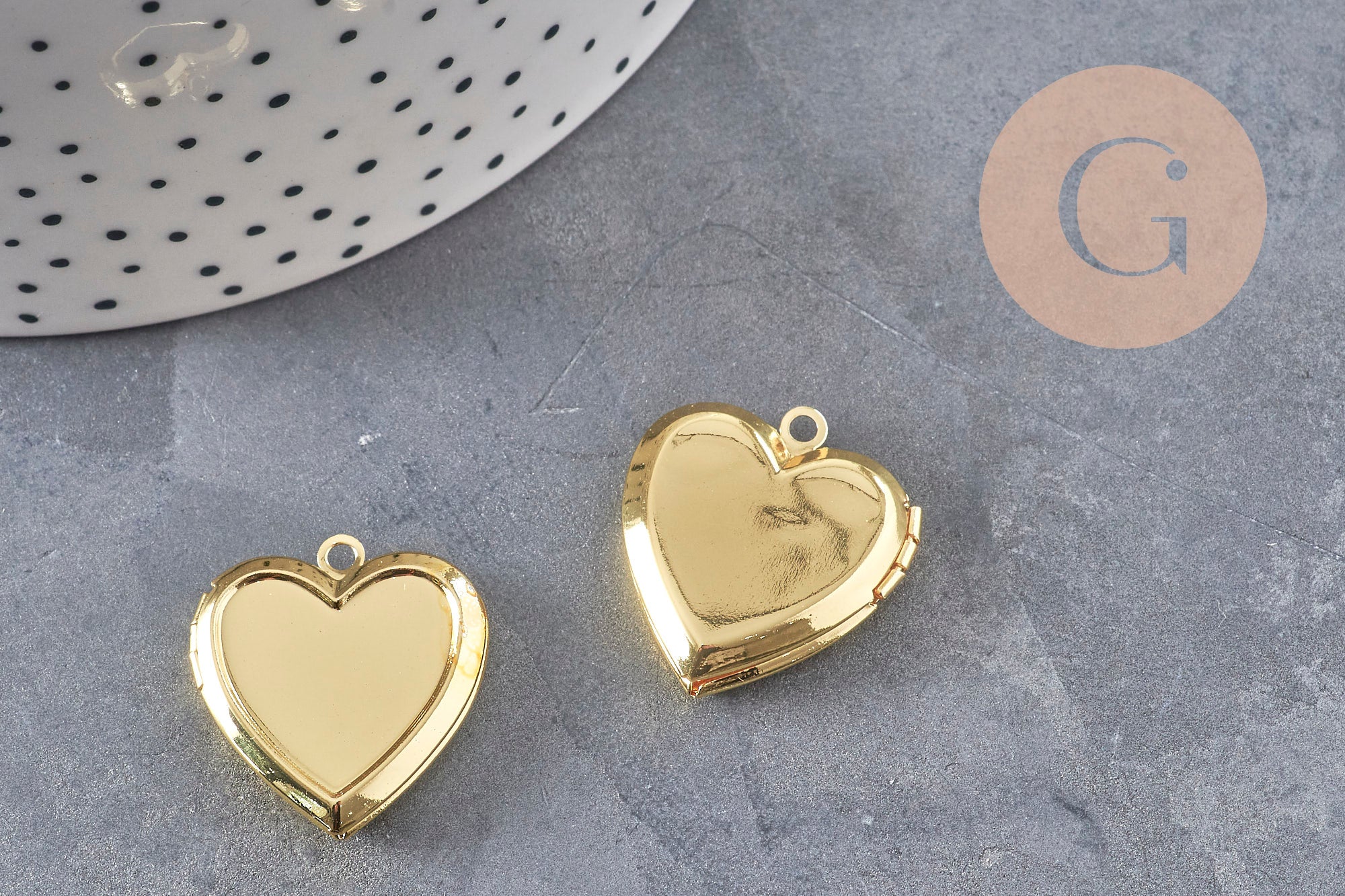 Gingerlily Pendentifs G11140 Locket Cœur Acier Doré 25mm
