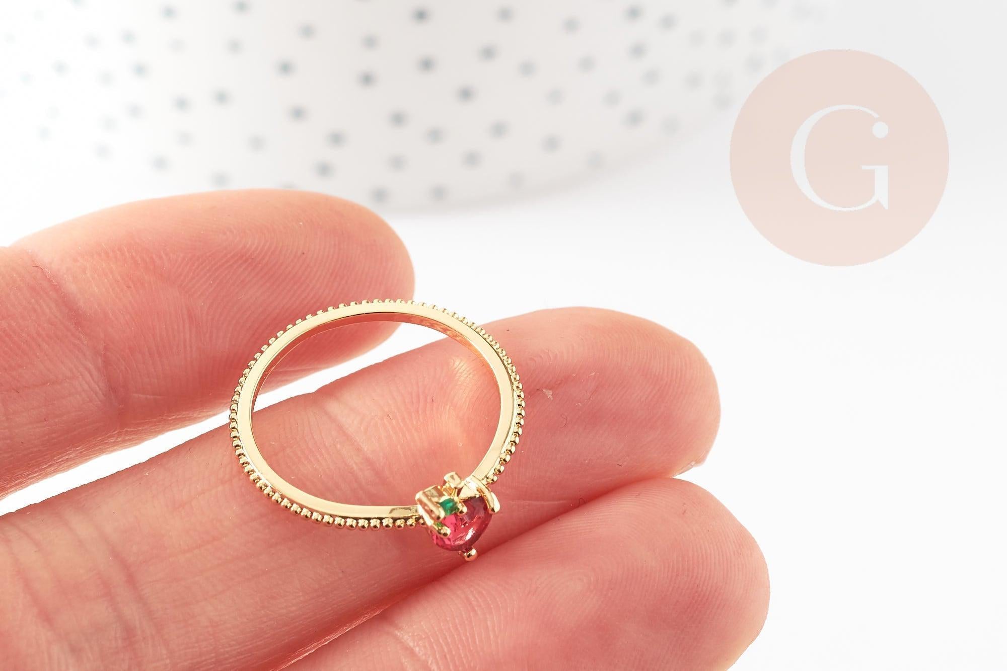 Gingerlily Bague G9156 fraise laiton doré 16K taille 54