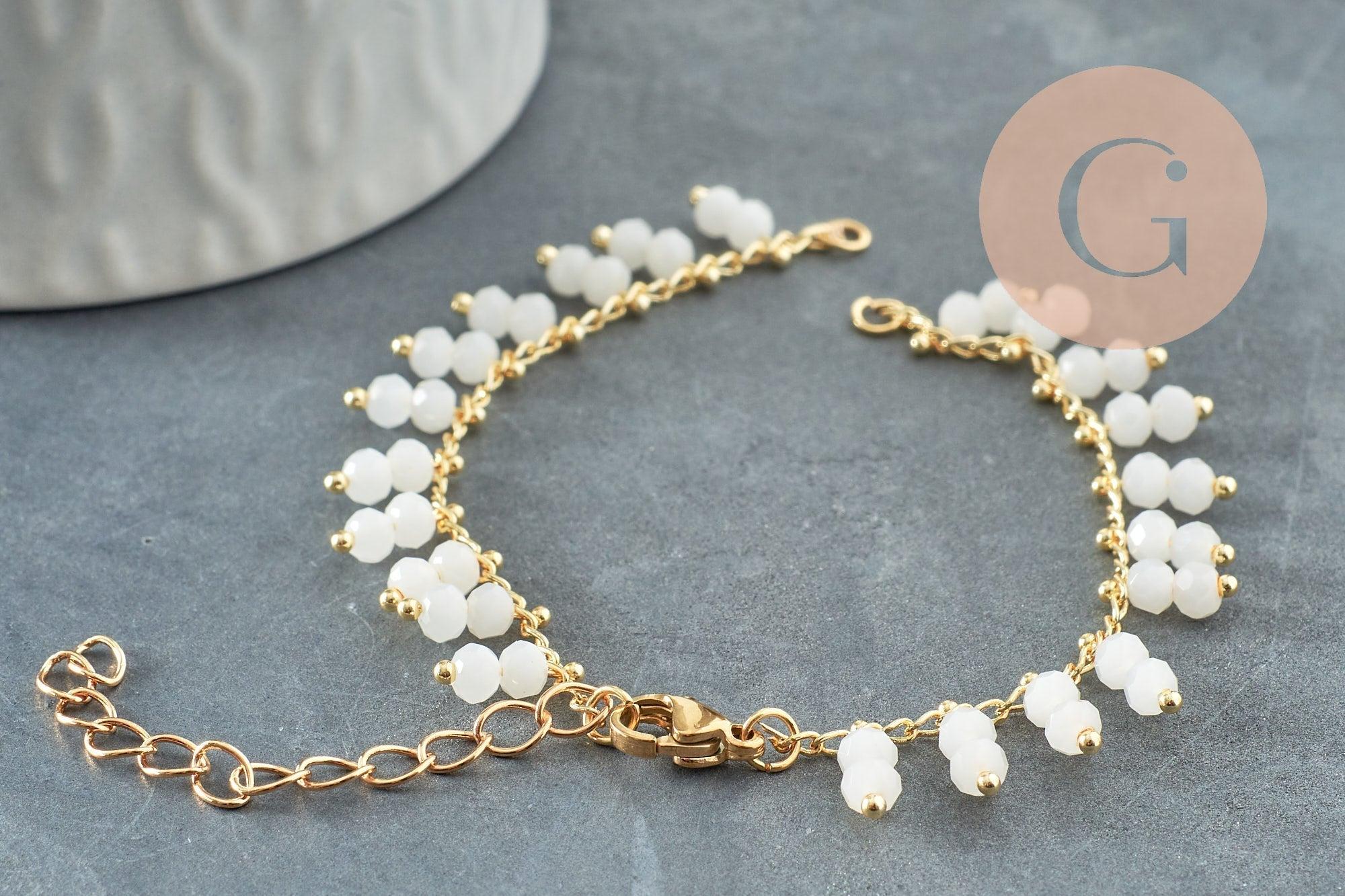 Gingerlily Apprêts Base G9635 bracelet doré perles blanches 16,2 cm