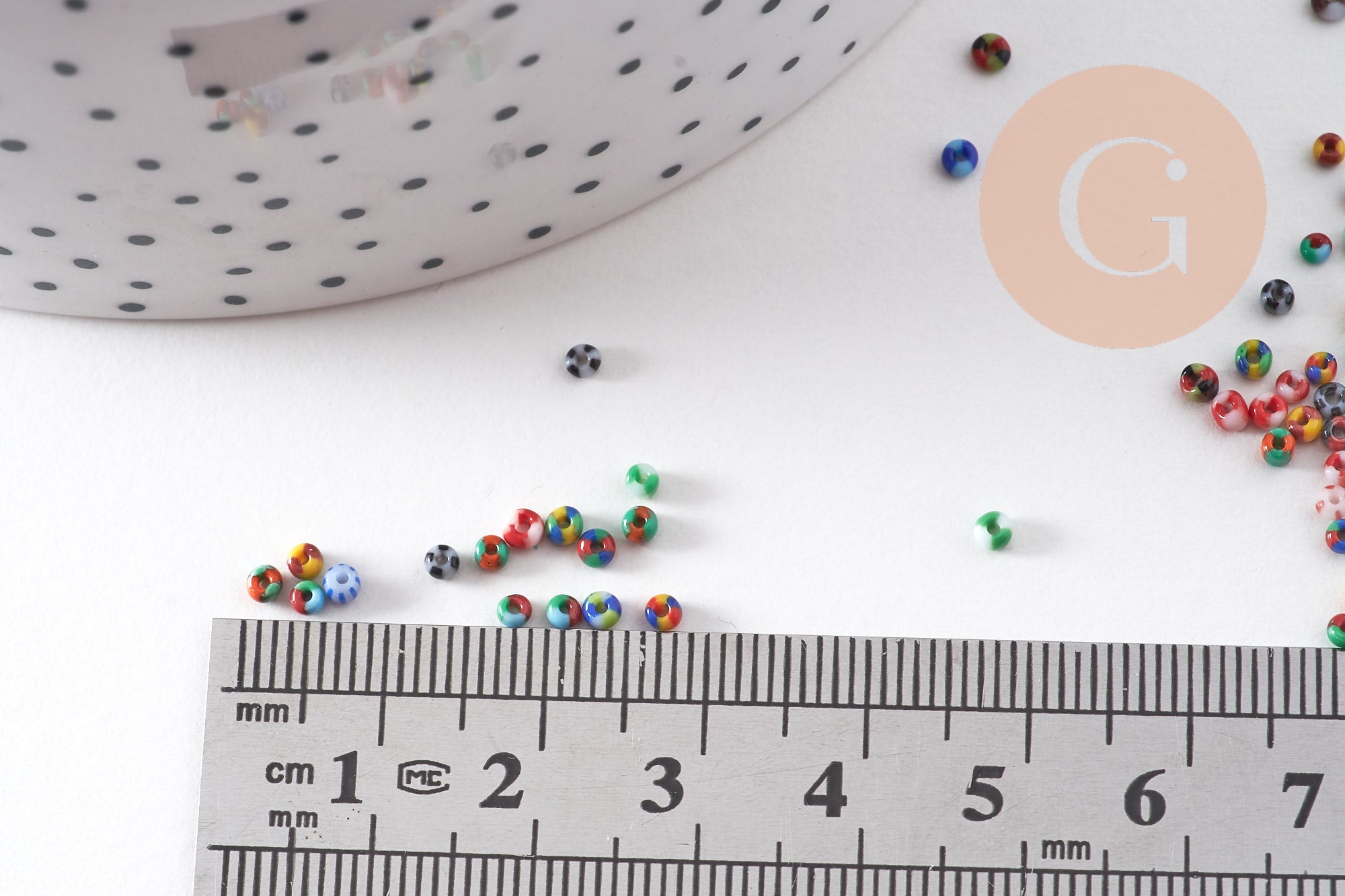 Gingerlily Perles G10934 rocaille rayée multicolore 2mm 10g