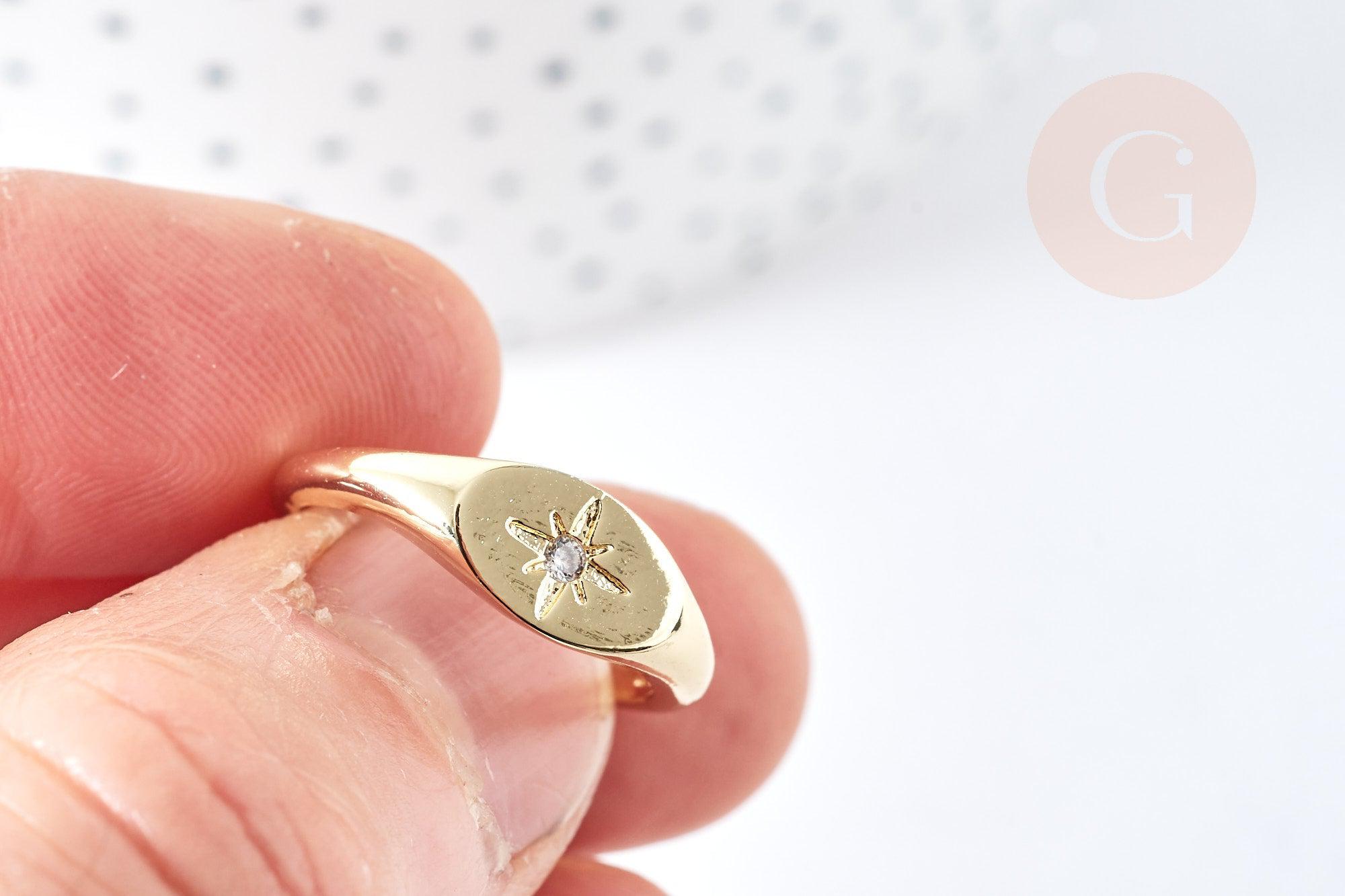 Gingerlily Bague chevalière étoile laiton doré 17.2mm