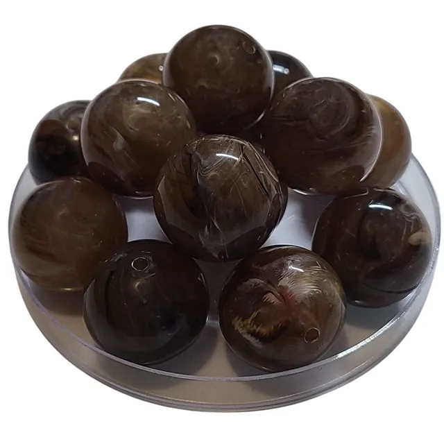 ARTSHOP Boule acrylique 24 mm Crème Marron marbré x1