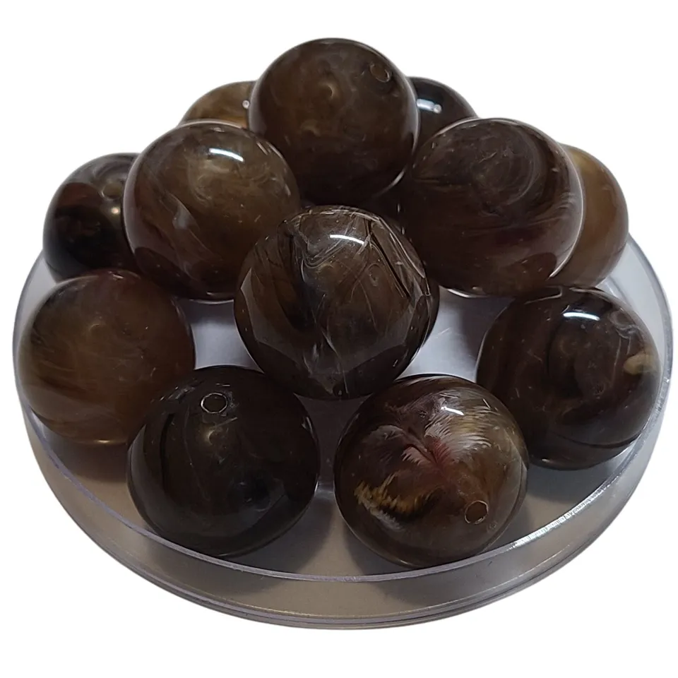 ARTSHOP Boule acrylique 24 mm Crème Marron marbré x1