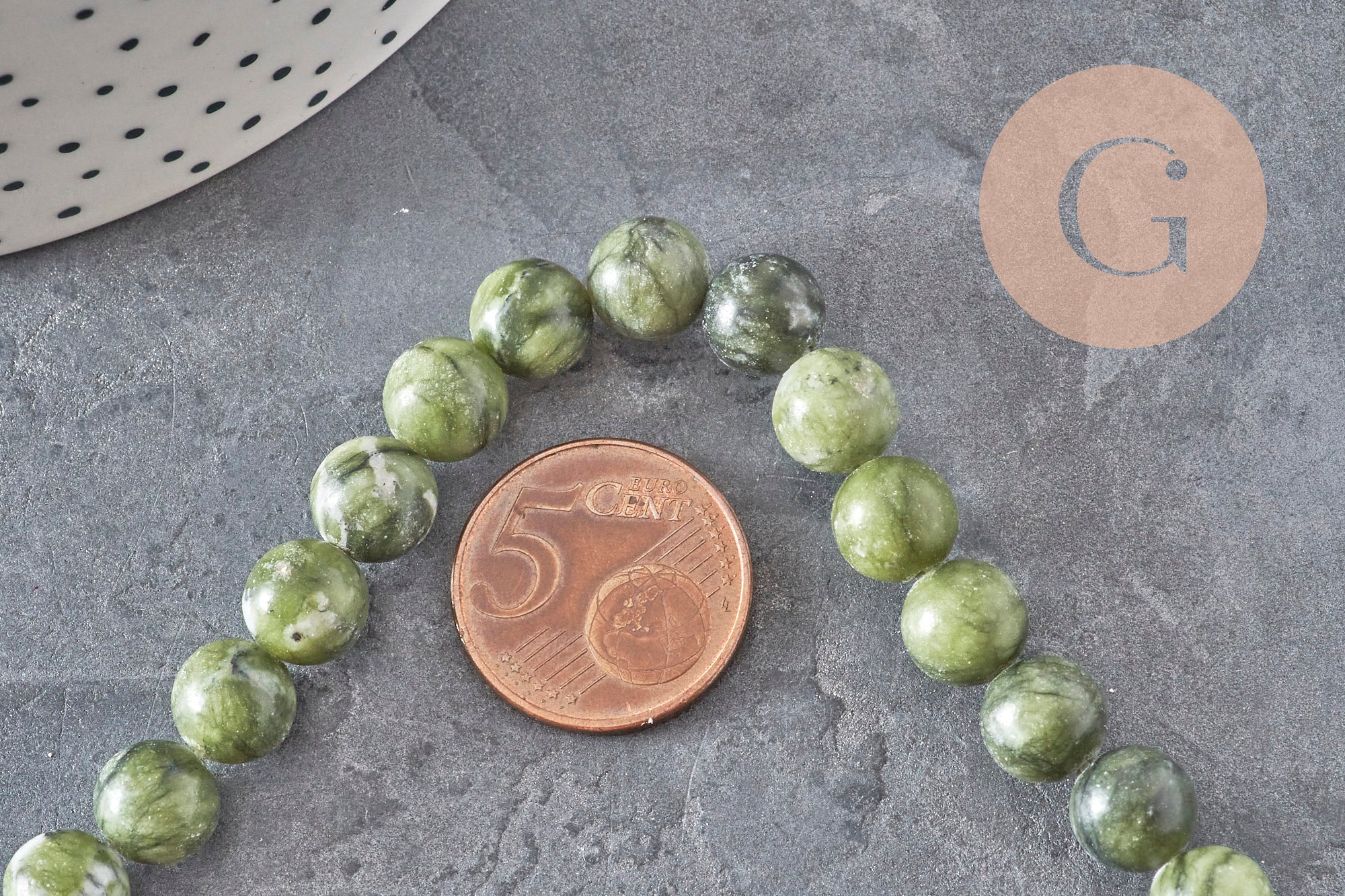 Gingerlily Perles pour bijoux DIY G11341 perle jade vert olive 8mm