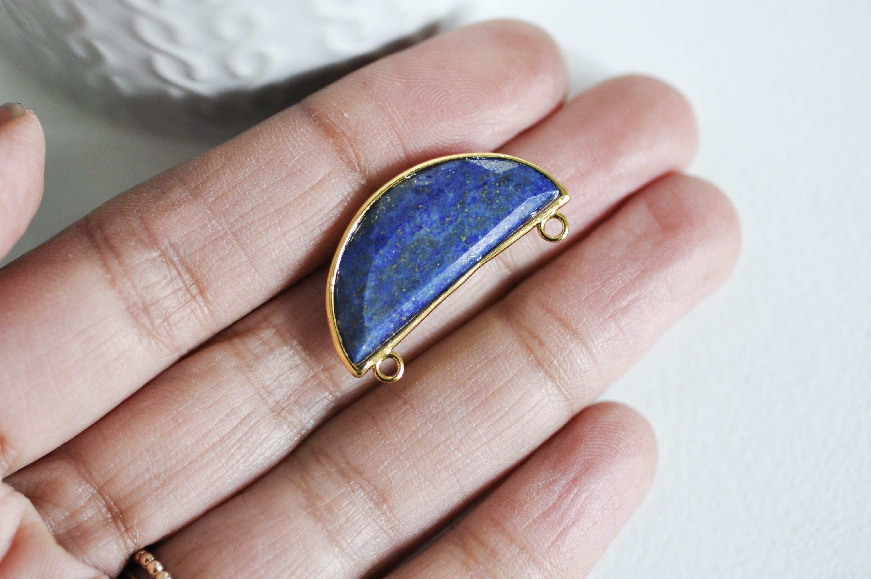 Gingerlily Pendentifs demi-lune lapis lazuli 36mm G1118