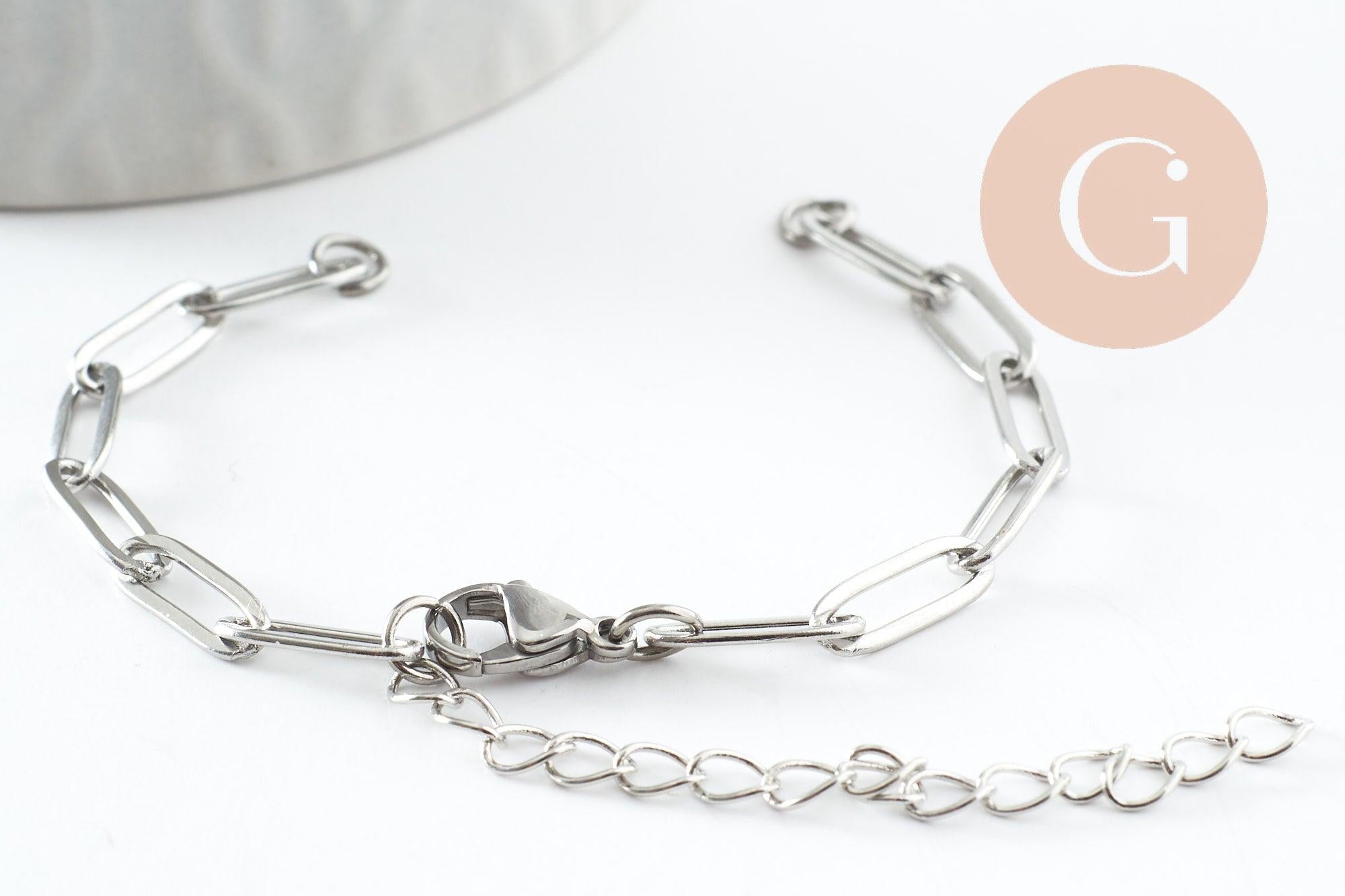 Gingerlily Apprêts base bracelet rectangle acier 14,5cm G9497