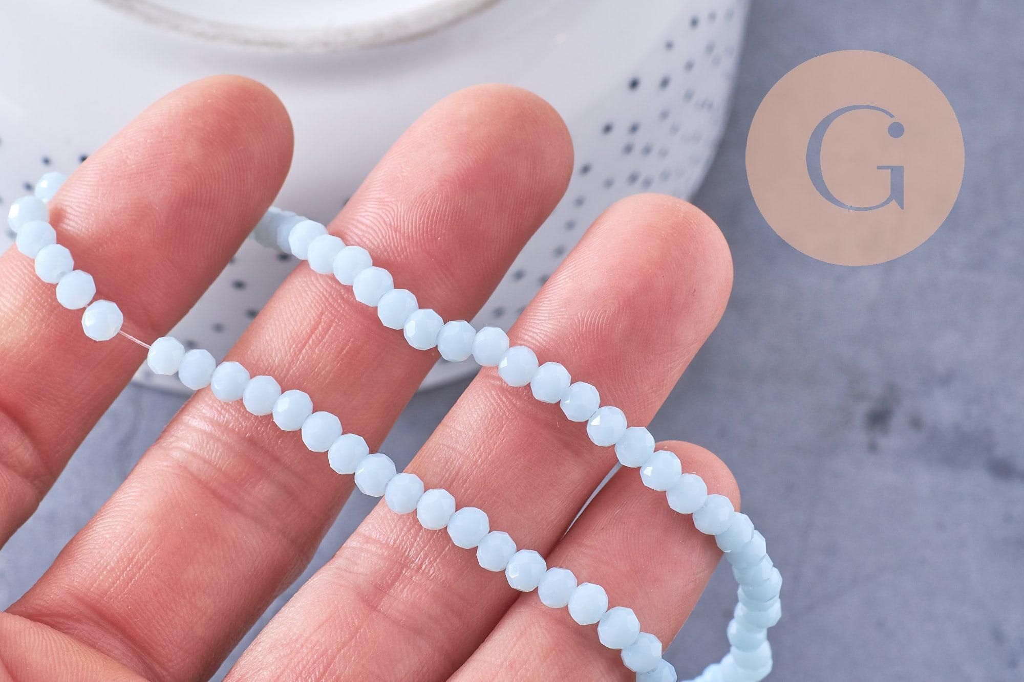 Gingerlily Perles rondelles cristal bleu ciel 4mm fil 41cm