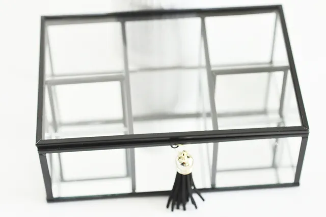 Gingerlily Boîtes rangement G4886 boîte verre noir 18cm