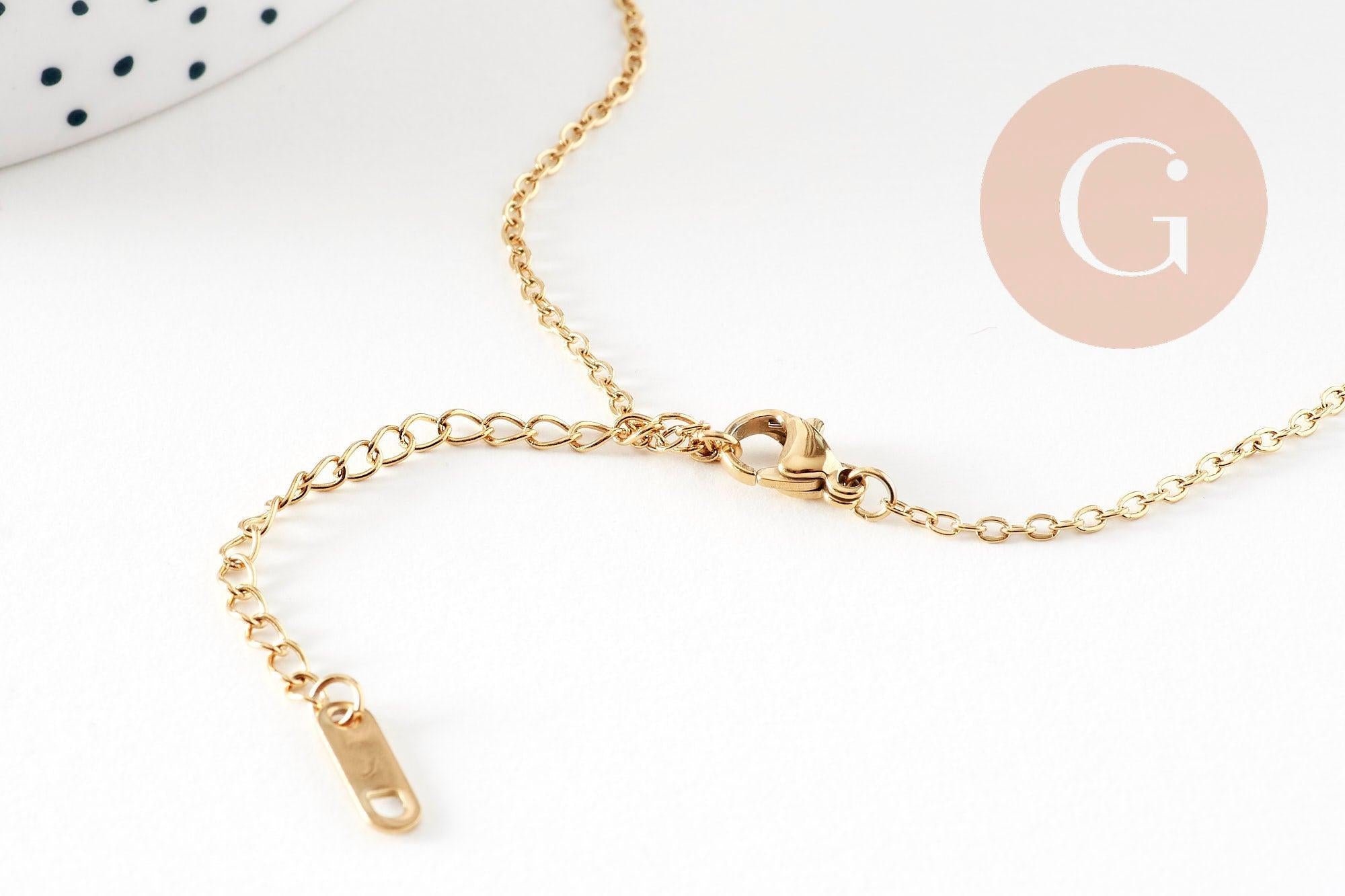 Gingerlily Collier médaille œil turquoise 45cm doré