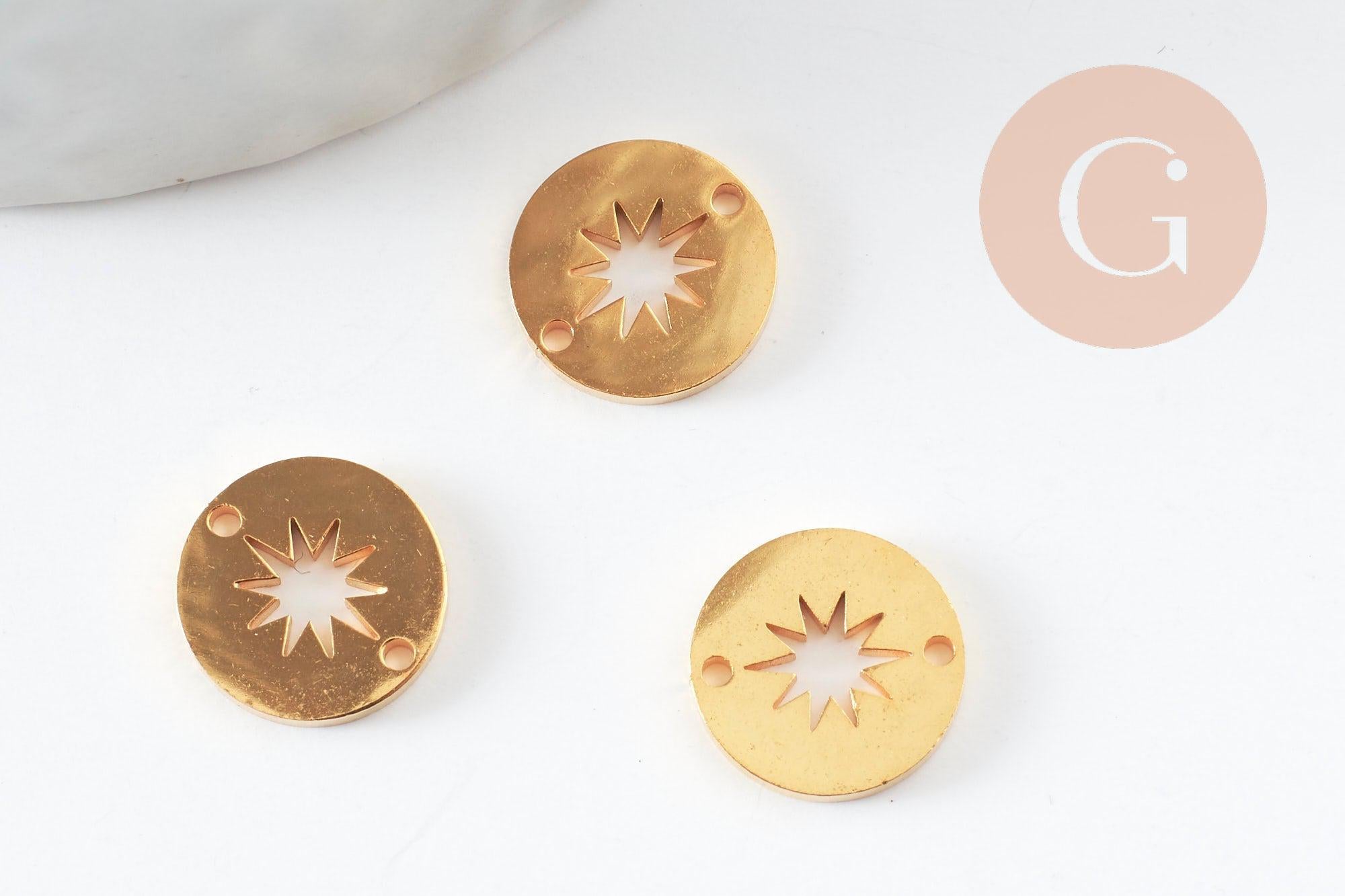 Gingerlily Pendentifs G9982 connecteur soleil acier doré 10mm