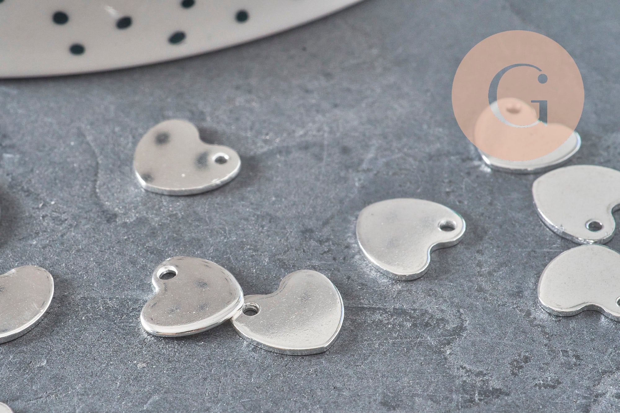 Gingerlily Médaille coeur acier argenté 10,5mm x10 graver