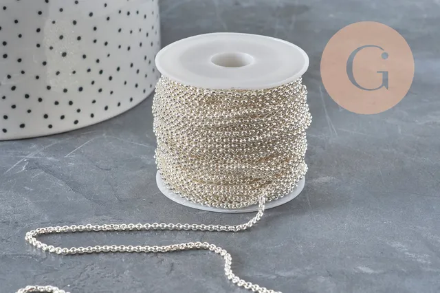 Gingerlily Chaînes DIY G11198 chaîne maille rolo acier argenté 2mm 1 mètre