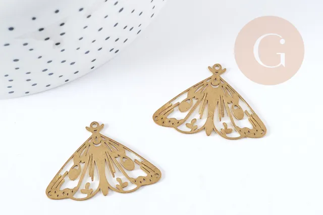 Gingerlily Perles Pendentif Papillon G9251 breloque laiton brut 34mm x1
