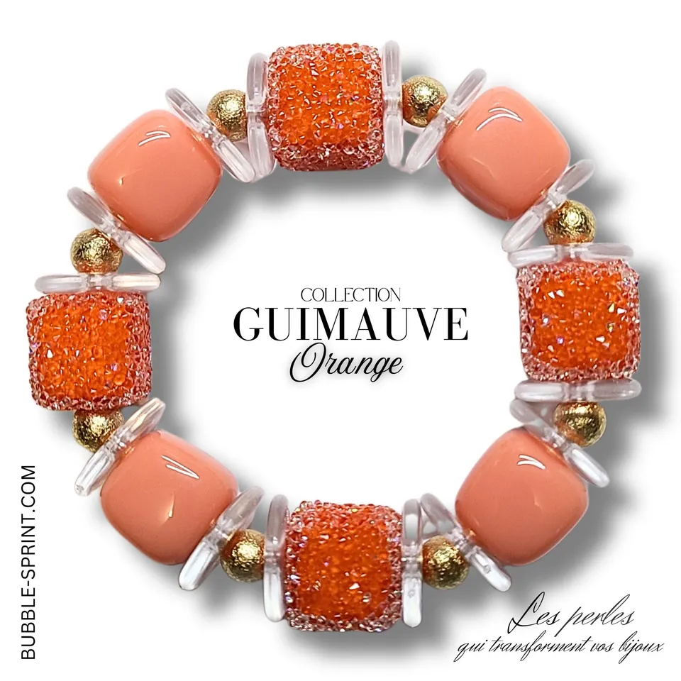 Artshop Guimauve kit bracelet orange cubes et boules 8 mm