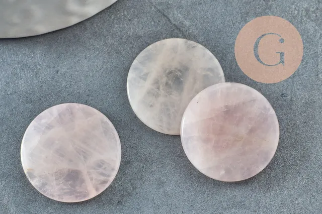 Gingerlily quartz rose cabochon disque 20mm x1 rose